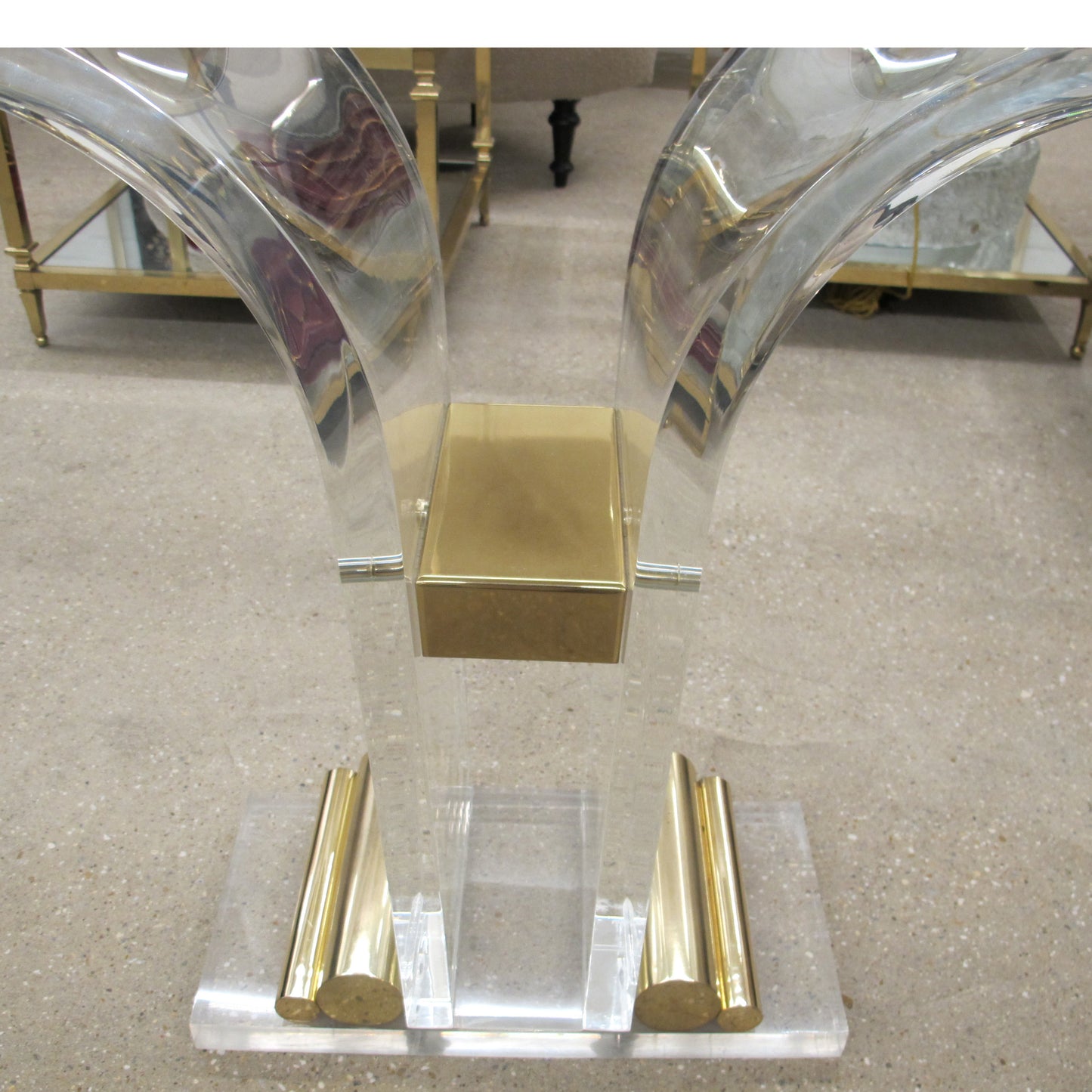 1970s Belgian Perspex/Lucite Console Table with Bevelled Glass Top