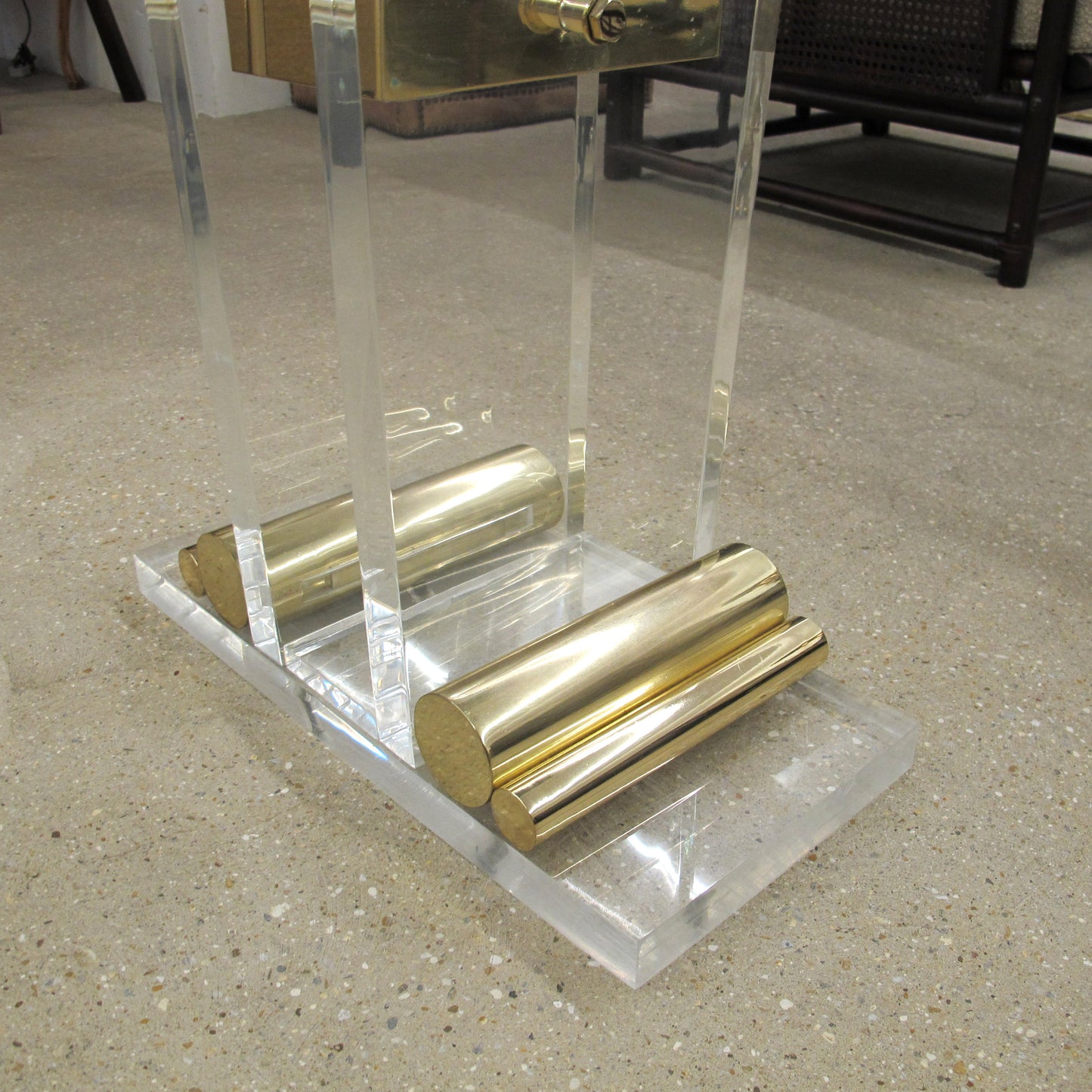 1970s Belgian Perspex/Lucite Console Table with Bevelled Glass Top