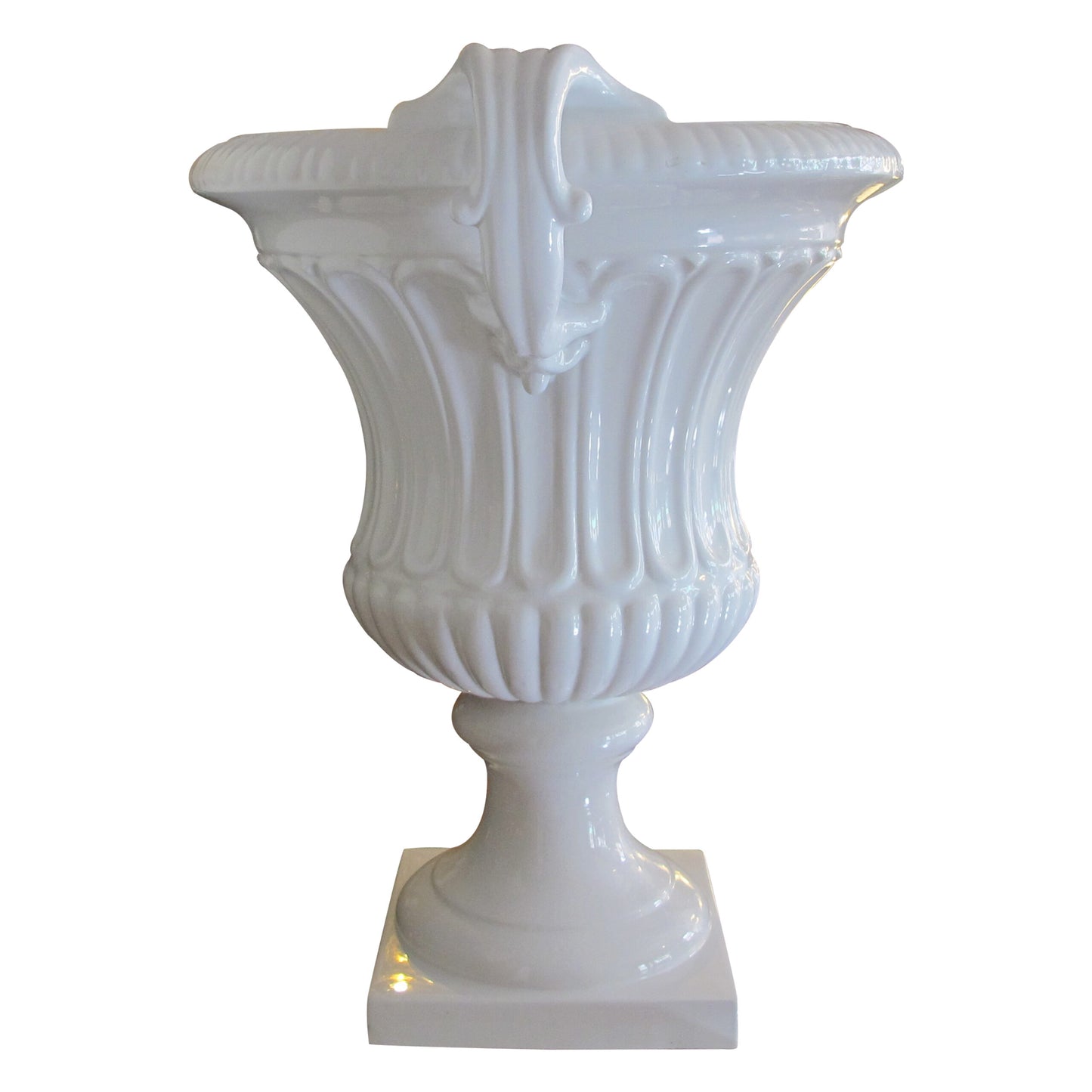 1950s Italian Made Oversized Ornamental White Glazed Urn by Tomaso Barbi