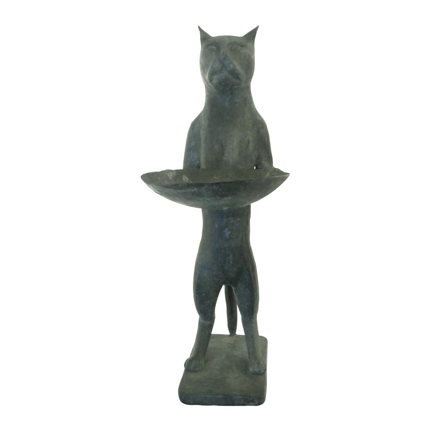 1960s Pair of Bronze Bird Baths Cat Statues in the Style of Diego Giacometti, English