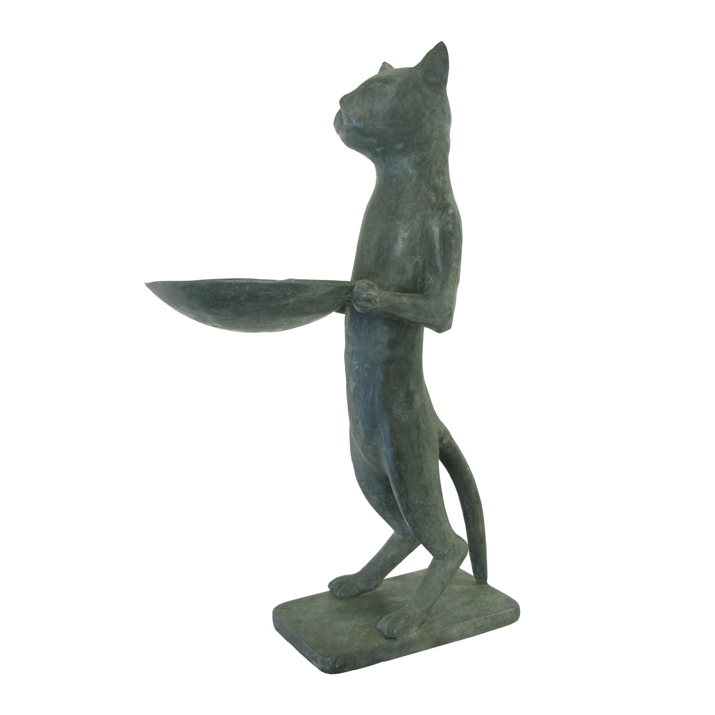 1960s Pair of Bronze Bird Baths Cat Statues in the Style of Diego Giacometti, English