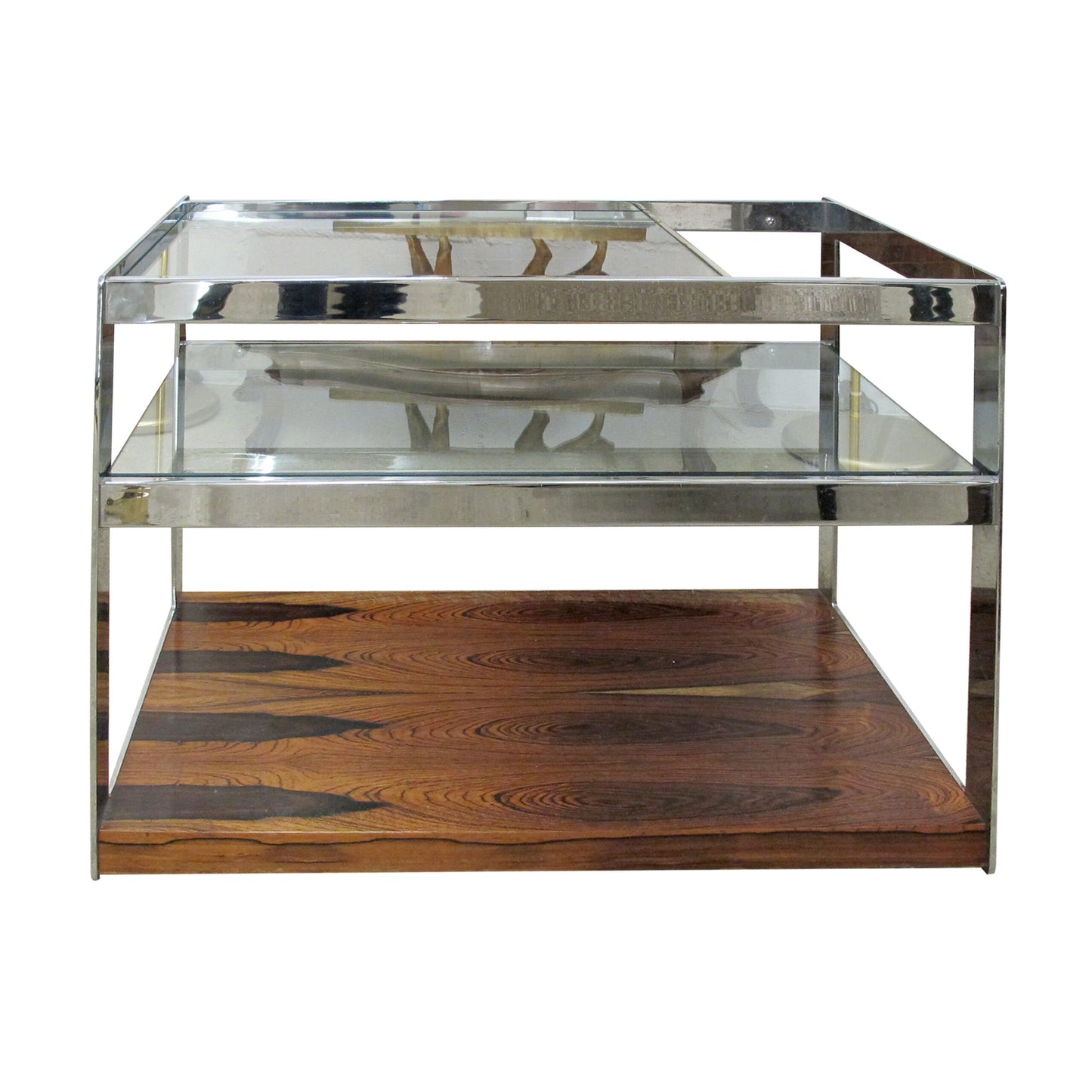 1970s English Chrome and Rosewood bar cart by Merrow Associates