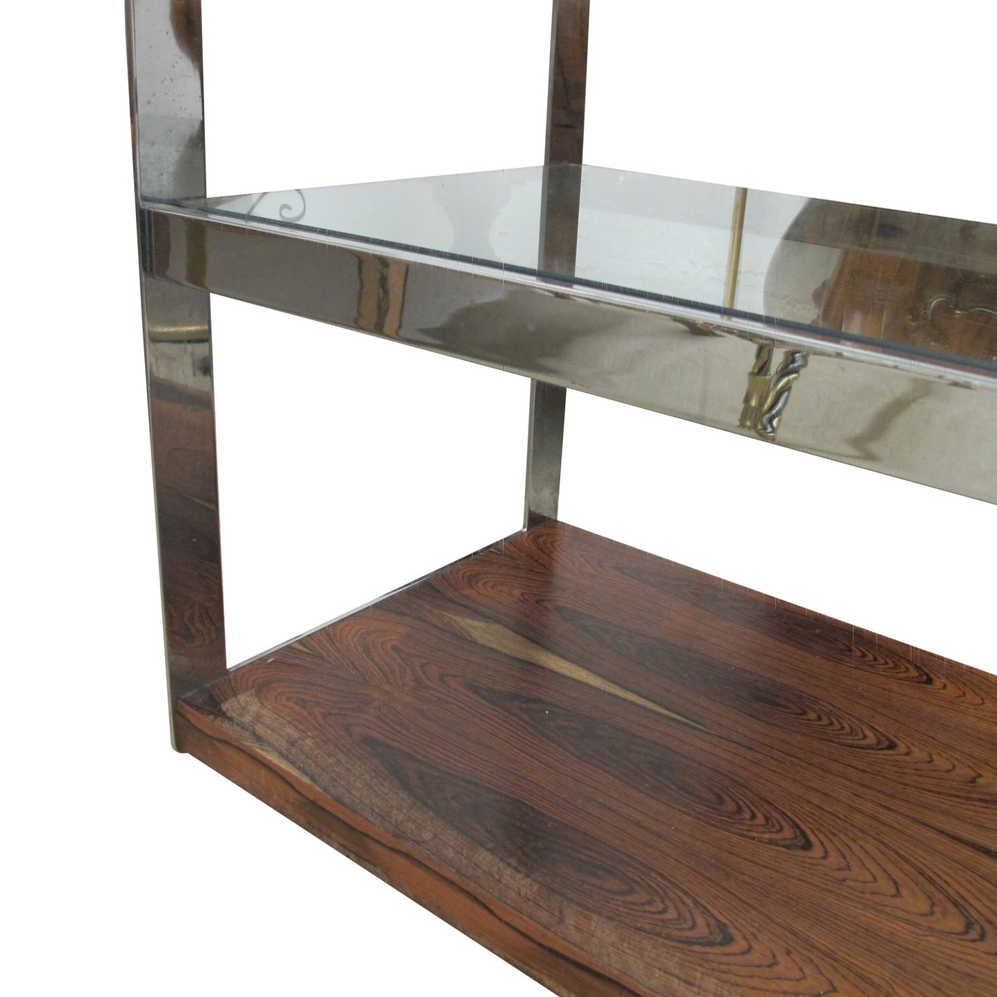 1970s English Chrome and Rosewood bar cart by Merrow Associates