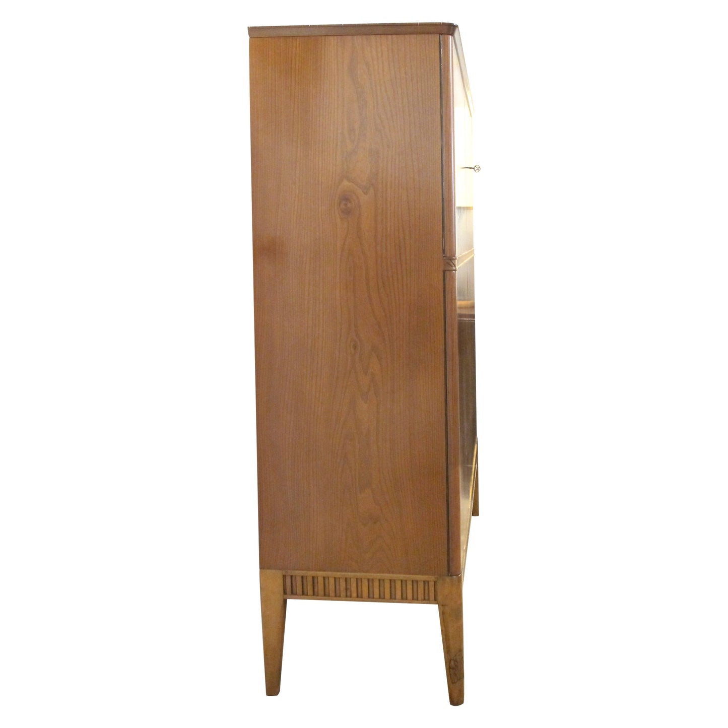 1940s Elegant Swedish Ash Veneer Cabinet with Carved Frieze and Ample Storage