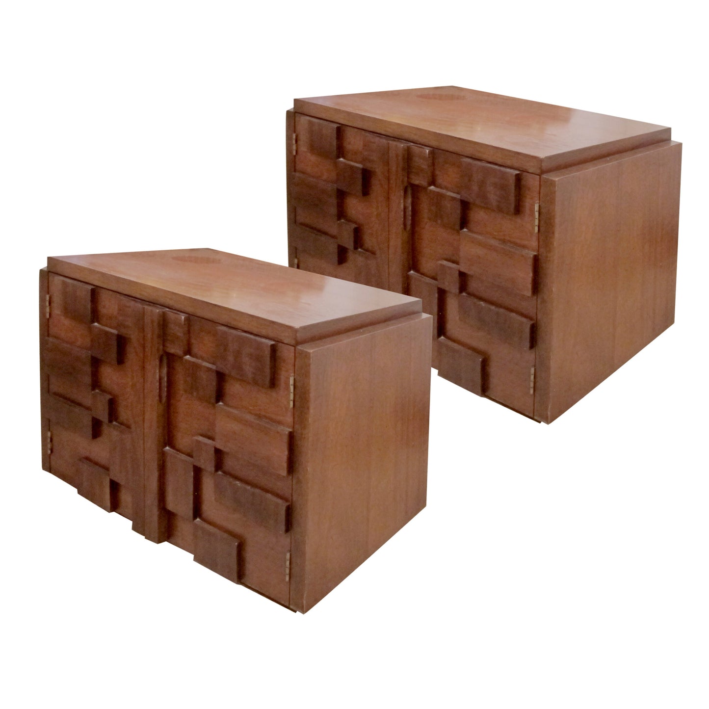 1960S Pair of “Brutalist” Walnut Staccato Paul Evans Bedside/End Tables by Lane, American