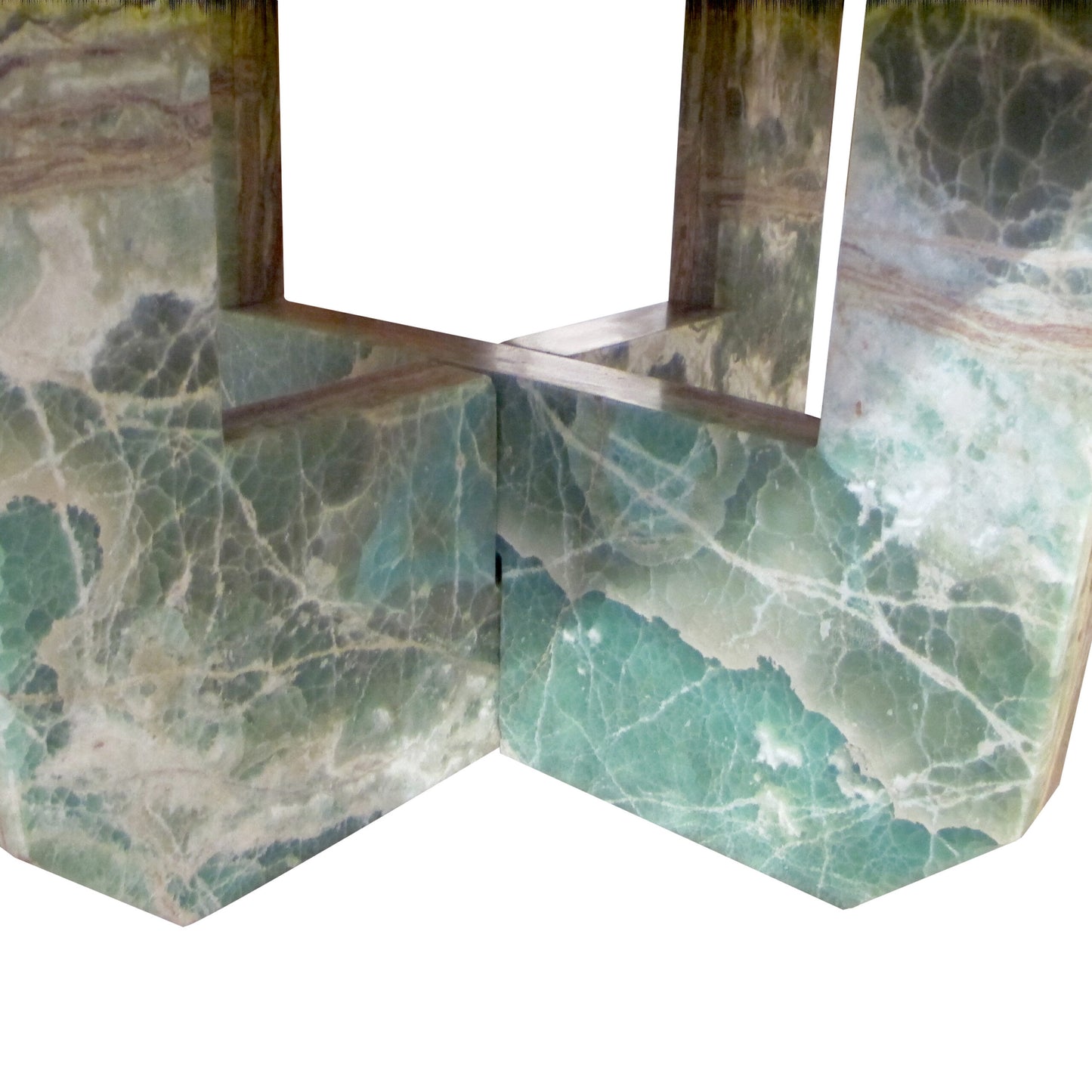 Mid-Century Italian Green Marble Table with Intersecting Mable base