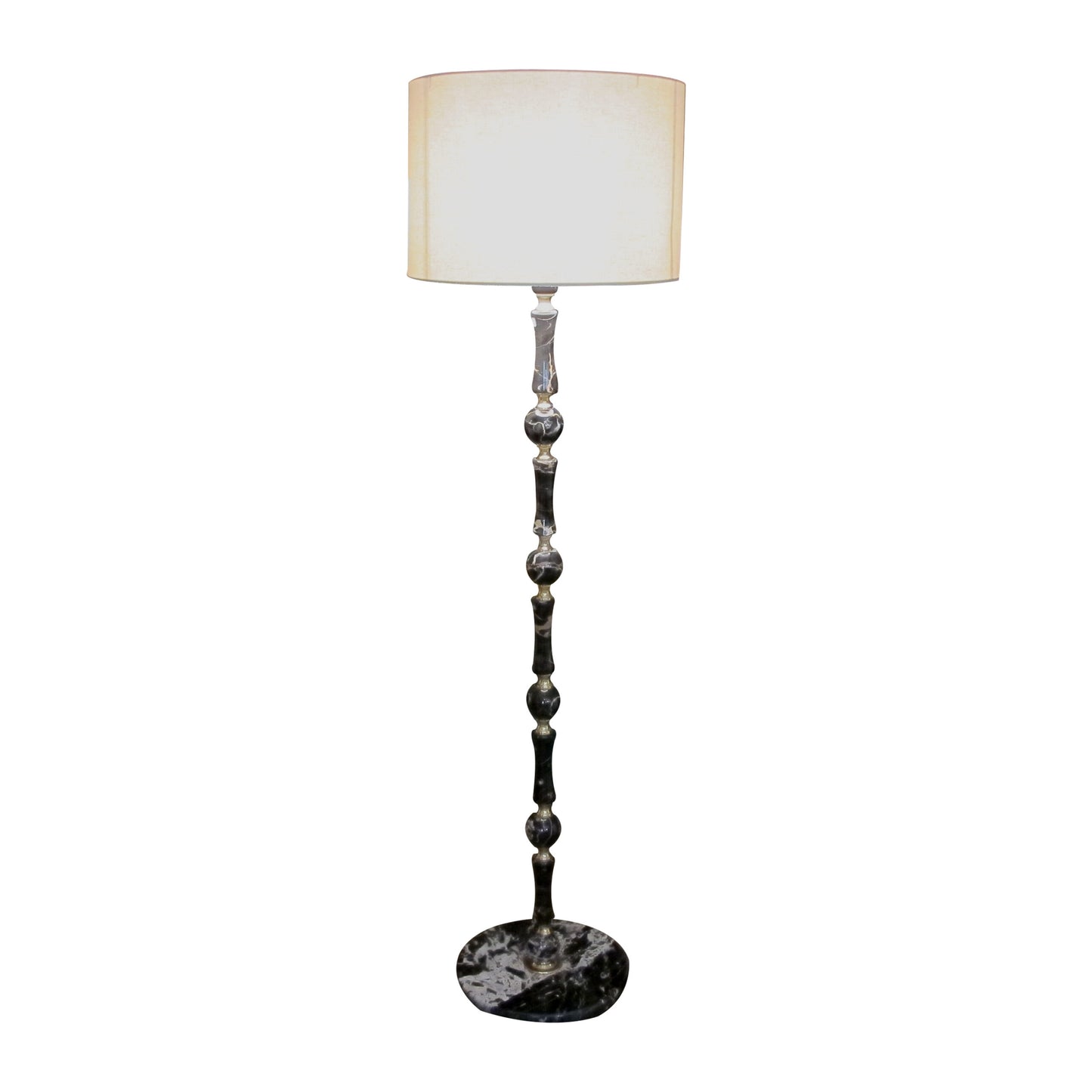 1970s Elegant Pair of Black Marble and Brass Floor Lamps, Swedish