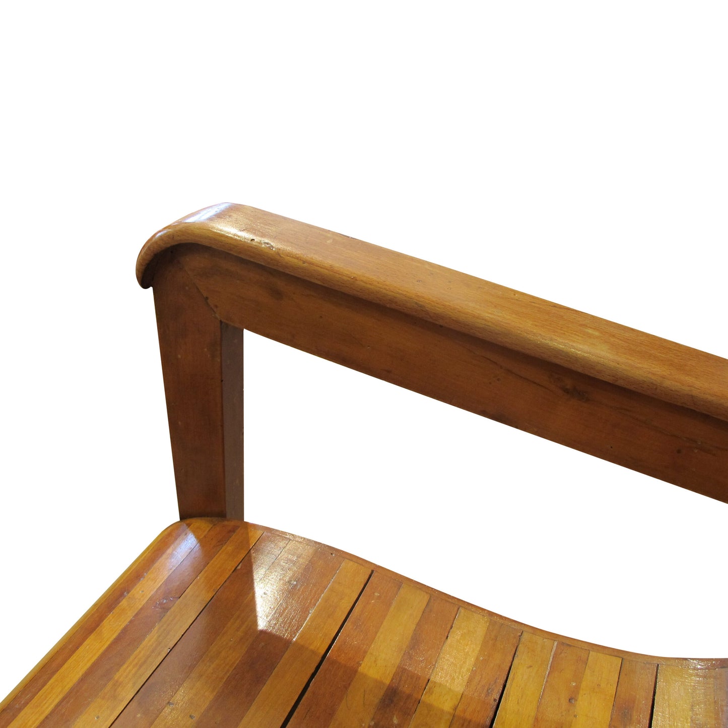 Mid-Century Pair of Wood-Slatted Curved Chair, Italian