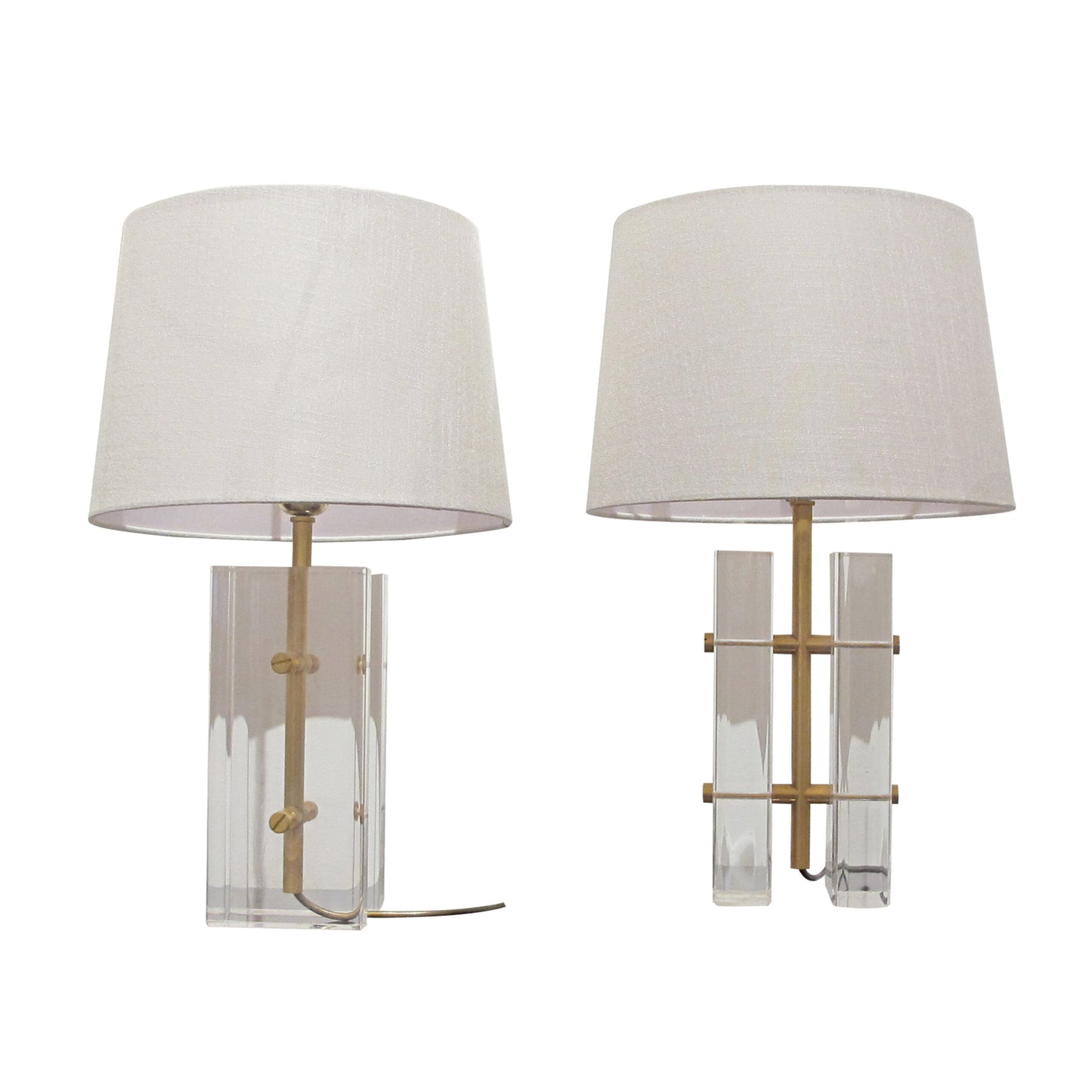 1970s American Pair of Lucite Table lamps attributed to Charles Hollis Jones