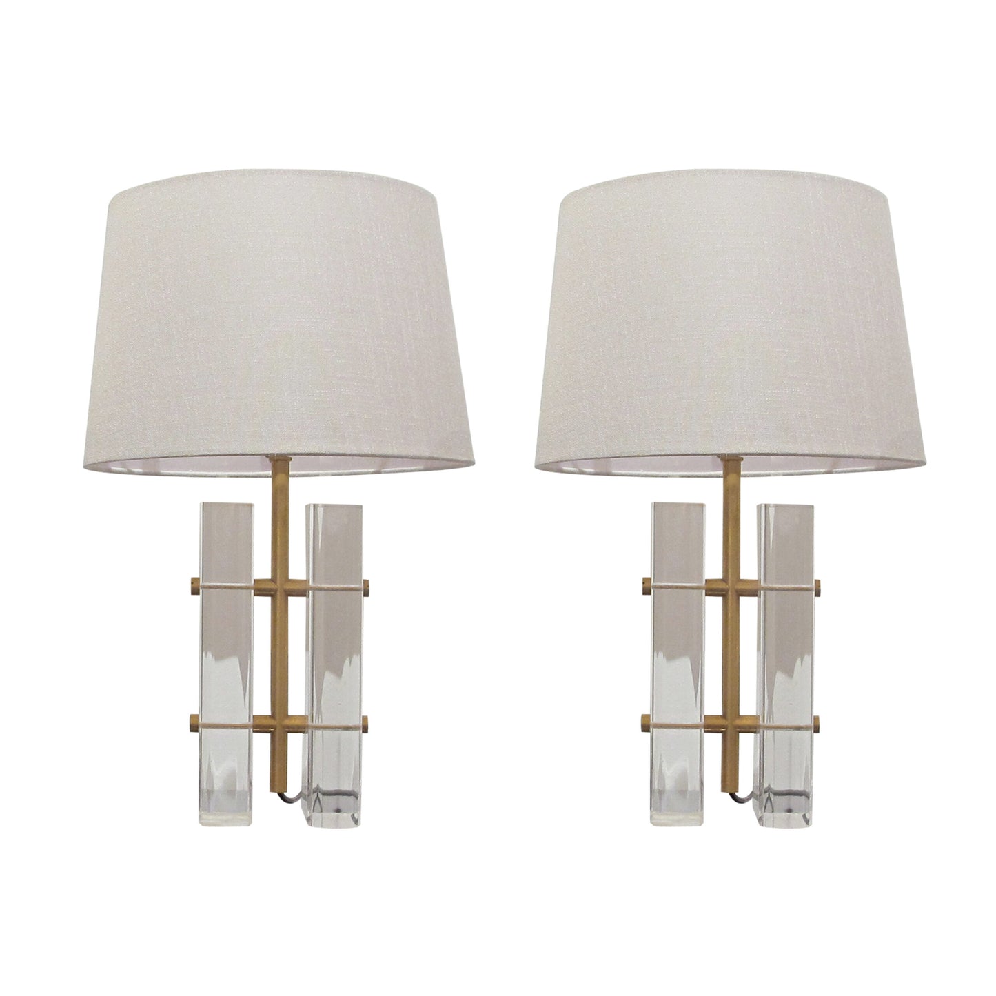 1970s American Pair of Lucite Table lamps attributed to Charles Hollis Jones