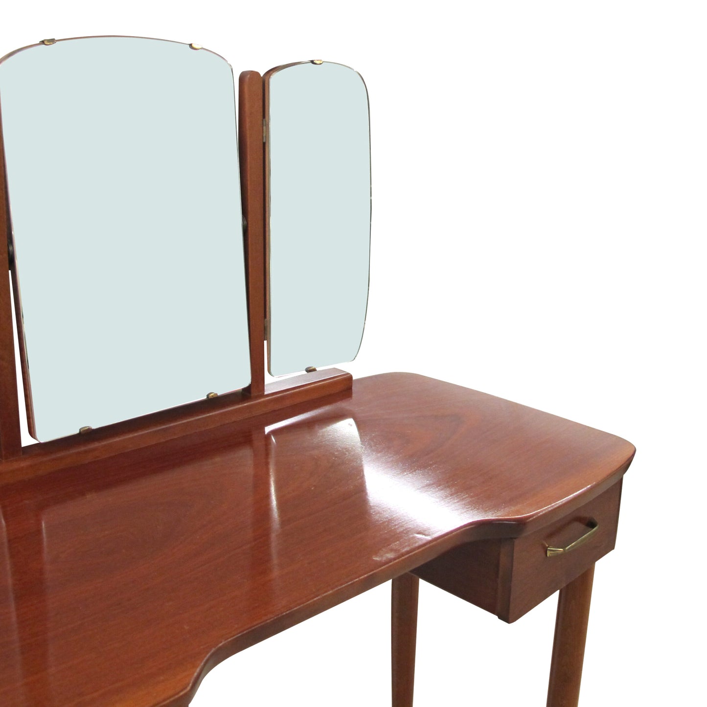 1940s Scandinavian Vanity Dressing Table with Its Triptych Mirror