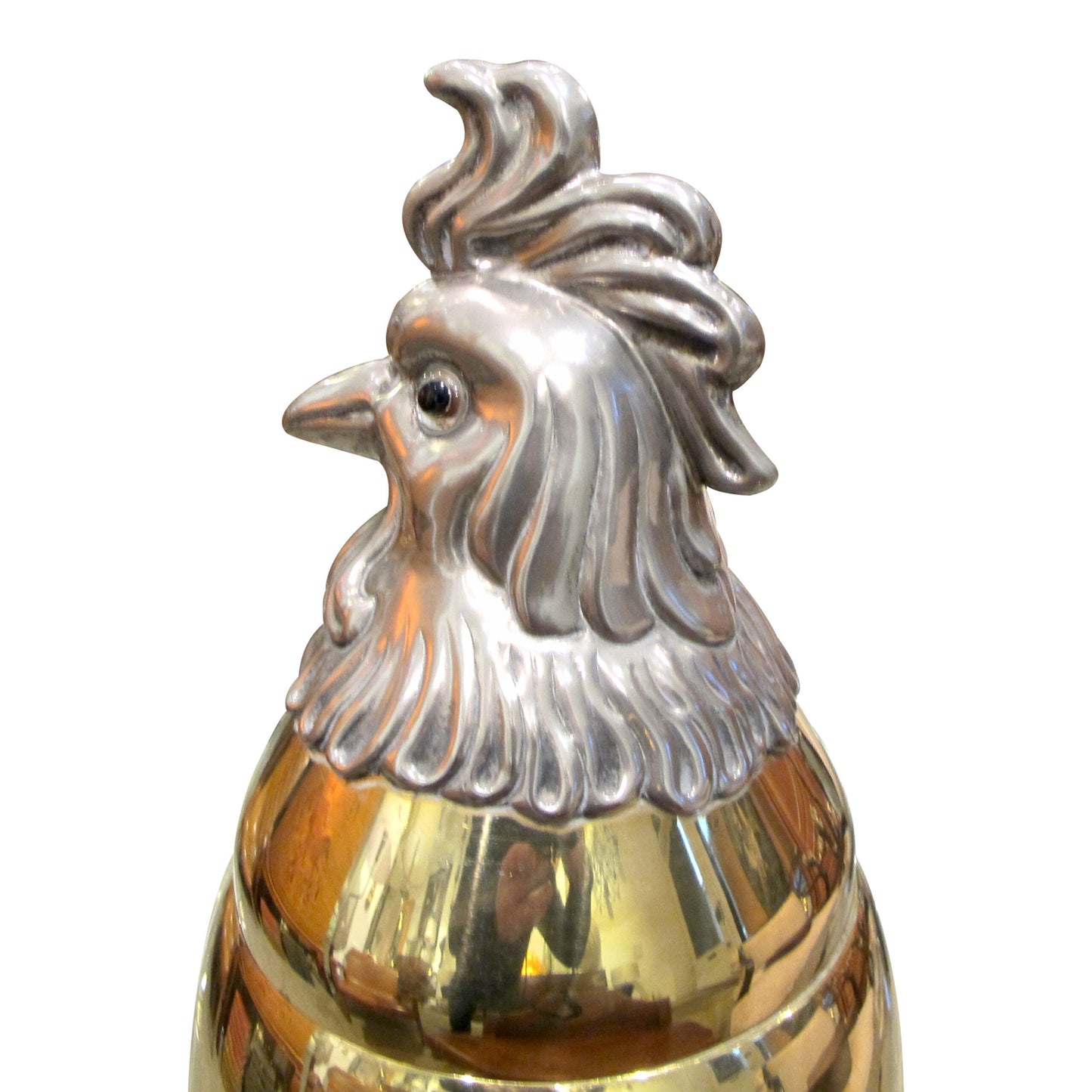 Mid-Century Large Gold Silver Plated Ice Bucket in the Shape of a Cockerel