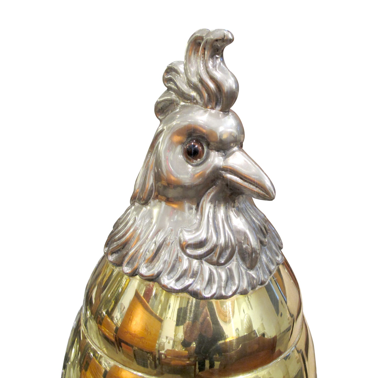 Mid-Century Large Gold Silver Plated Ice Bucket in the Shape of a Cockerel