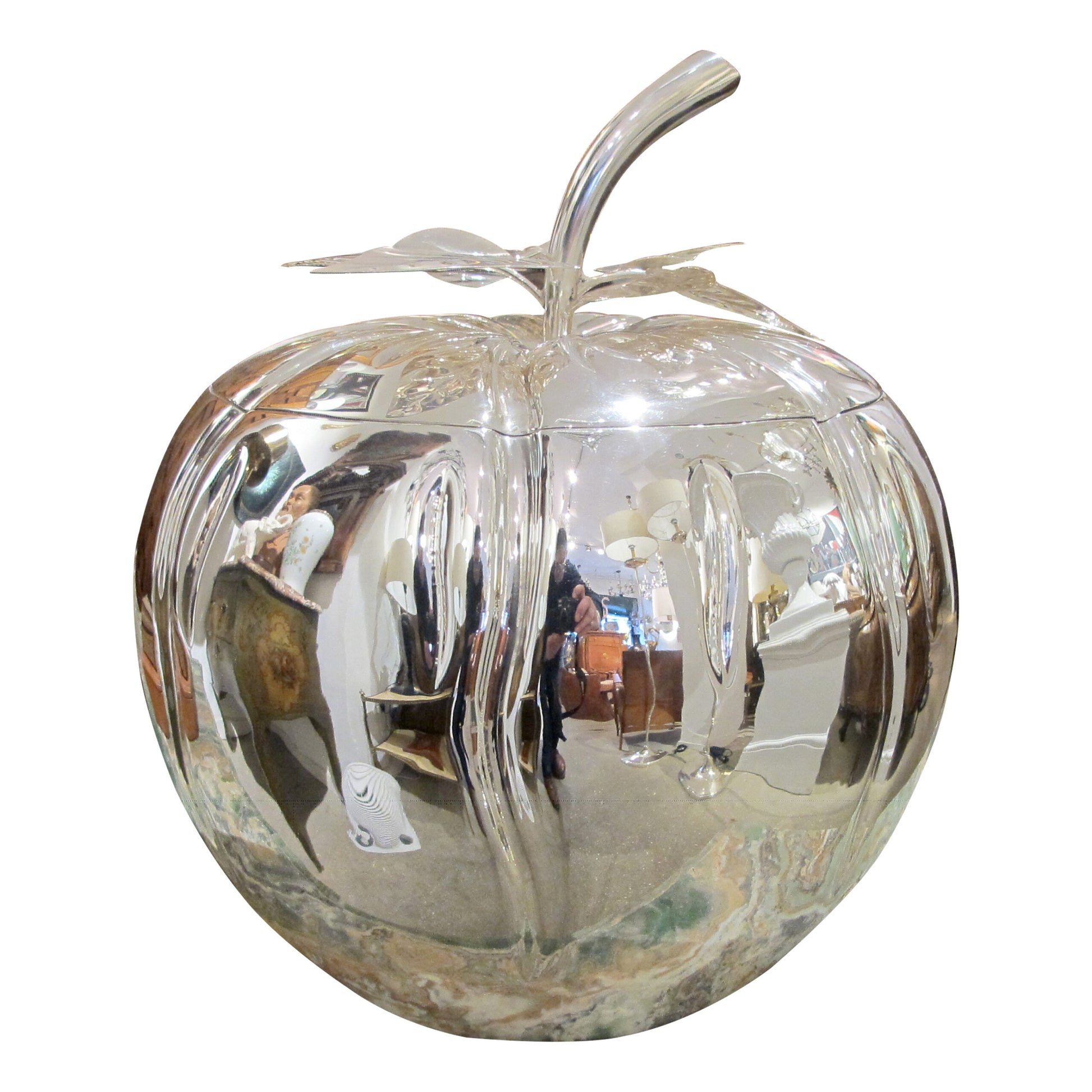 Mid-Century Oversized Silver-Plated Apple Ice Bucket, Italian