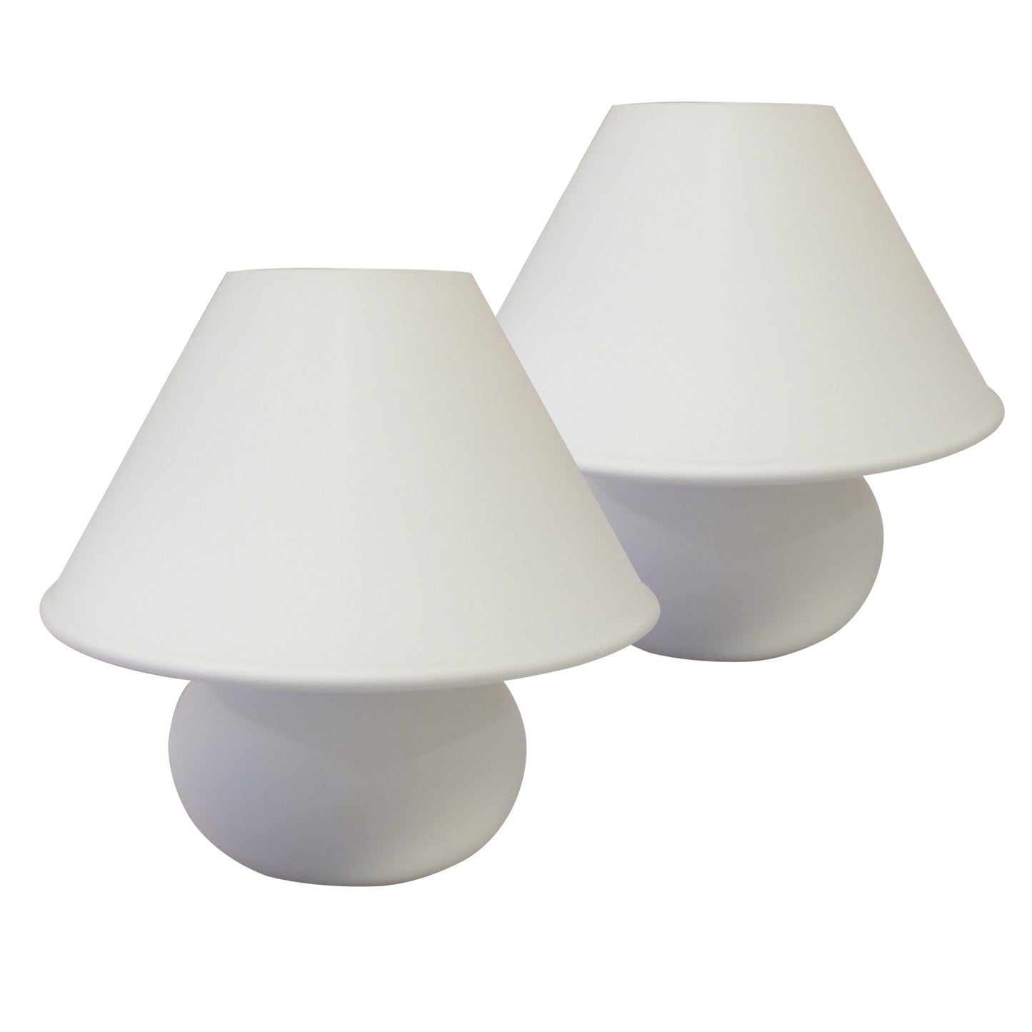 Pair of White Glass Mushroom Table Lamps by Glashütte Limburg, 1960s