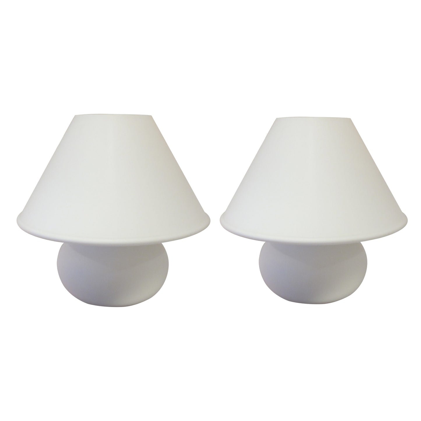 Pair of White Glass Mushroom Table Lamps by Glashütte Limburg, 1960s