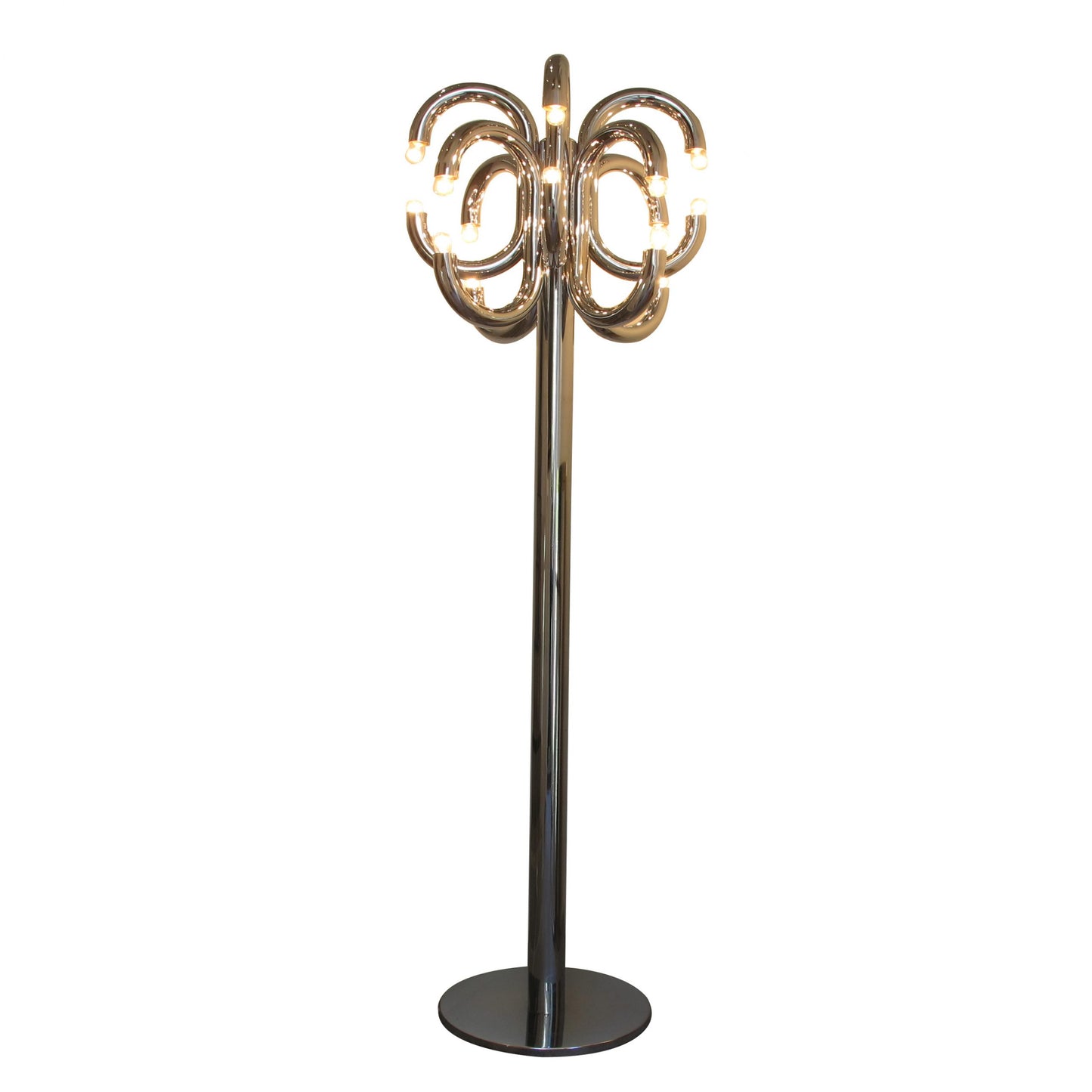 1970s Tall medusa chrome floor lamp with 16 arms