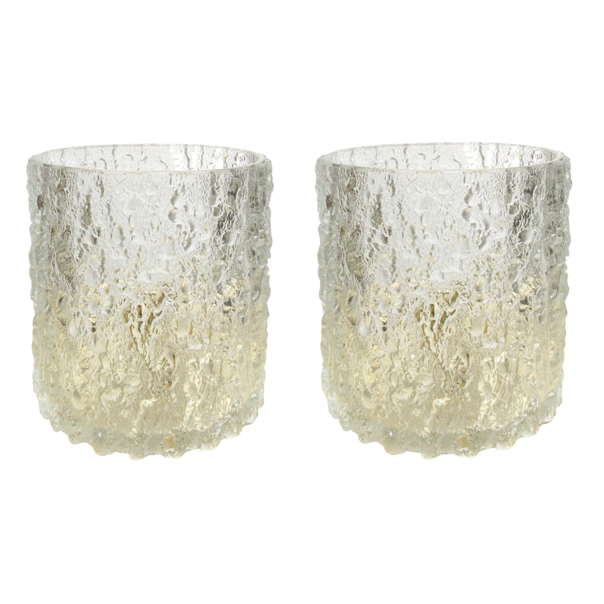 1970s Cylinder-Shaped Textured Glass Table Lamps by J. T. Kalmar, Austrian