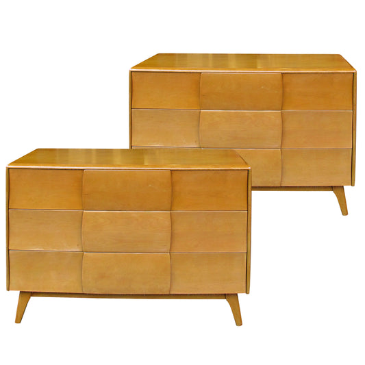 Pair of Vintage Heywood Wakefield "Kohinoor" Blonde Maple Chests of Drawers, American 1960s