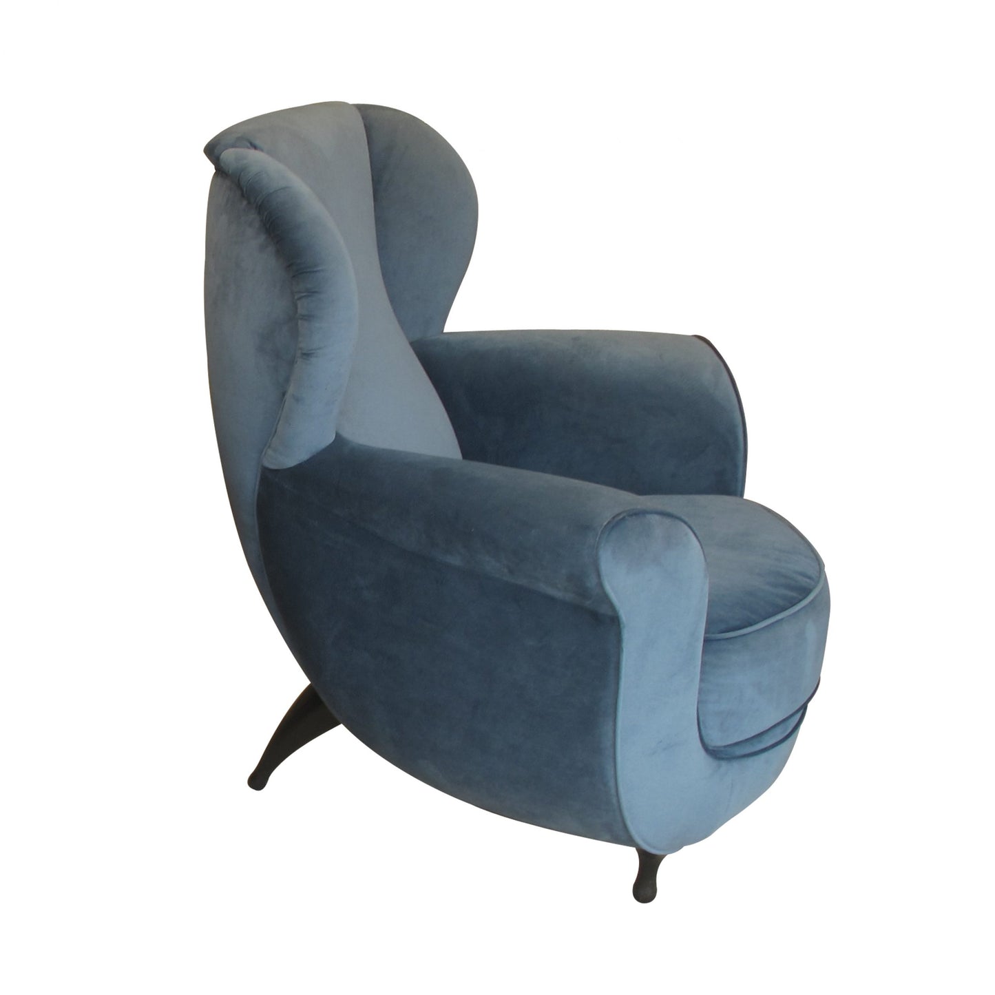 A pair of armchairs by Moroso in blue velvet