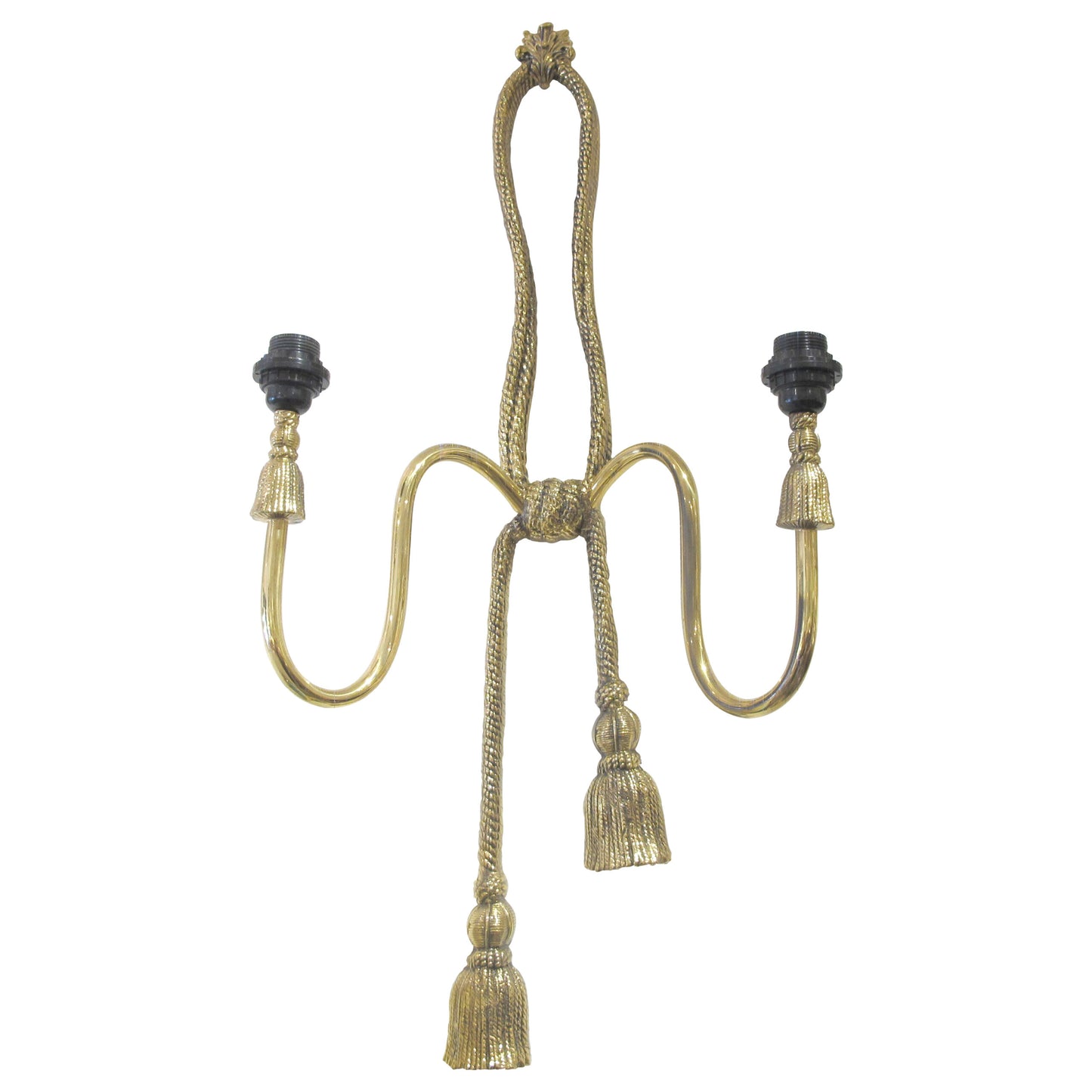 1950s Pair of Valenti Brass Rope Wall Lights with Tassels, Spanish