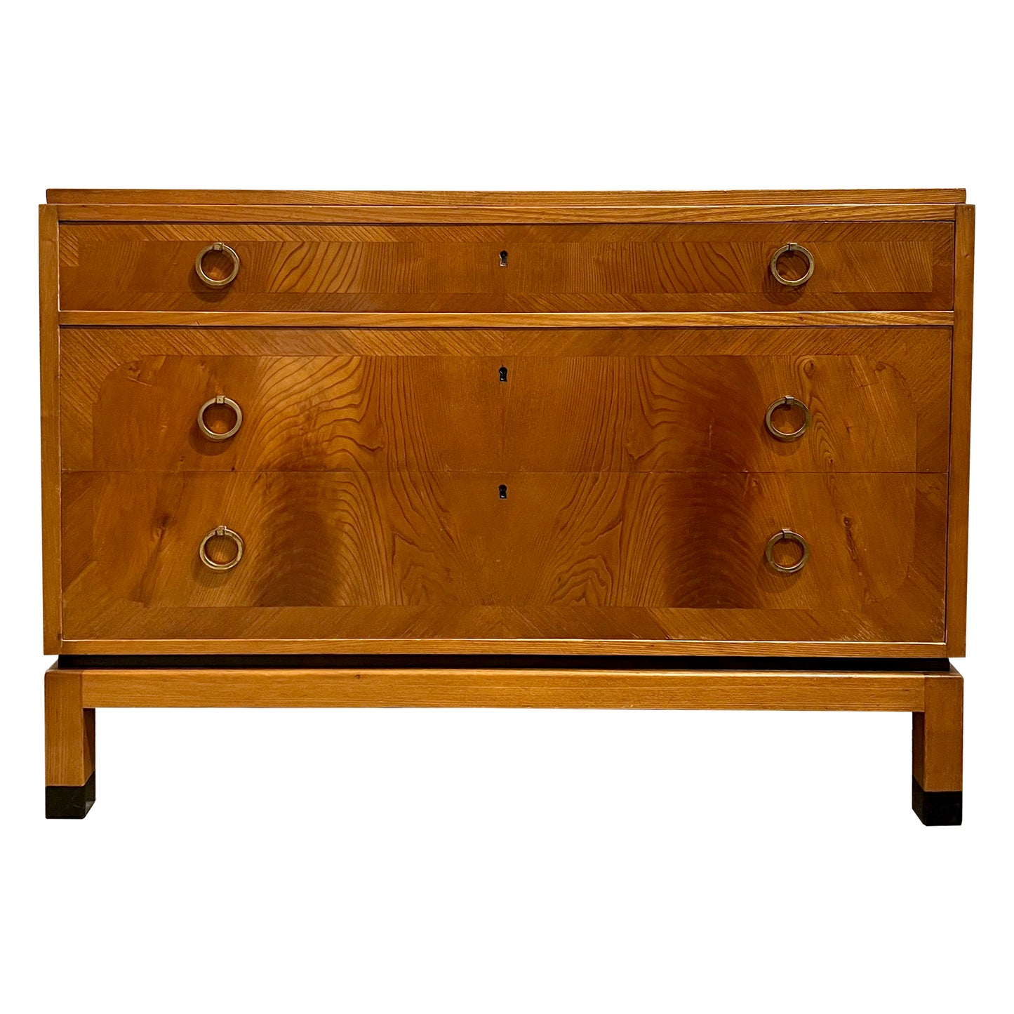 Vintage Swedish Flame Birch Chest of Drawers, 1940s