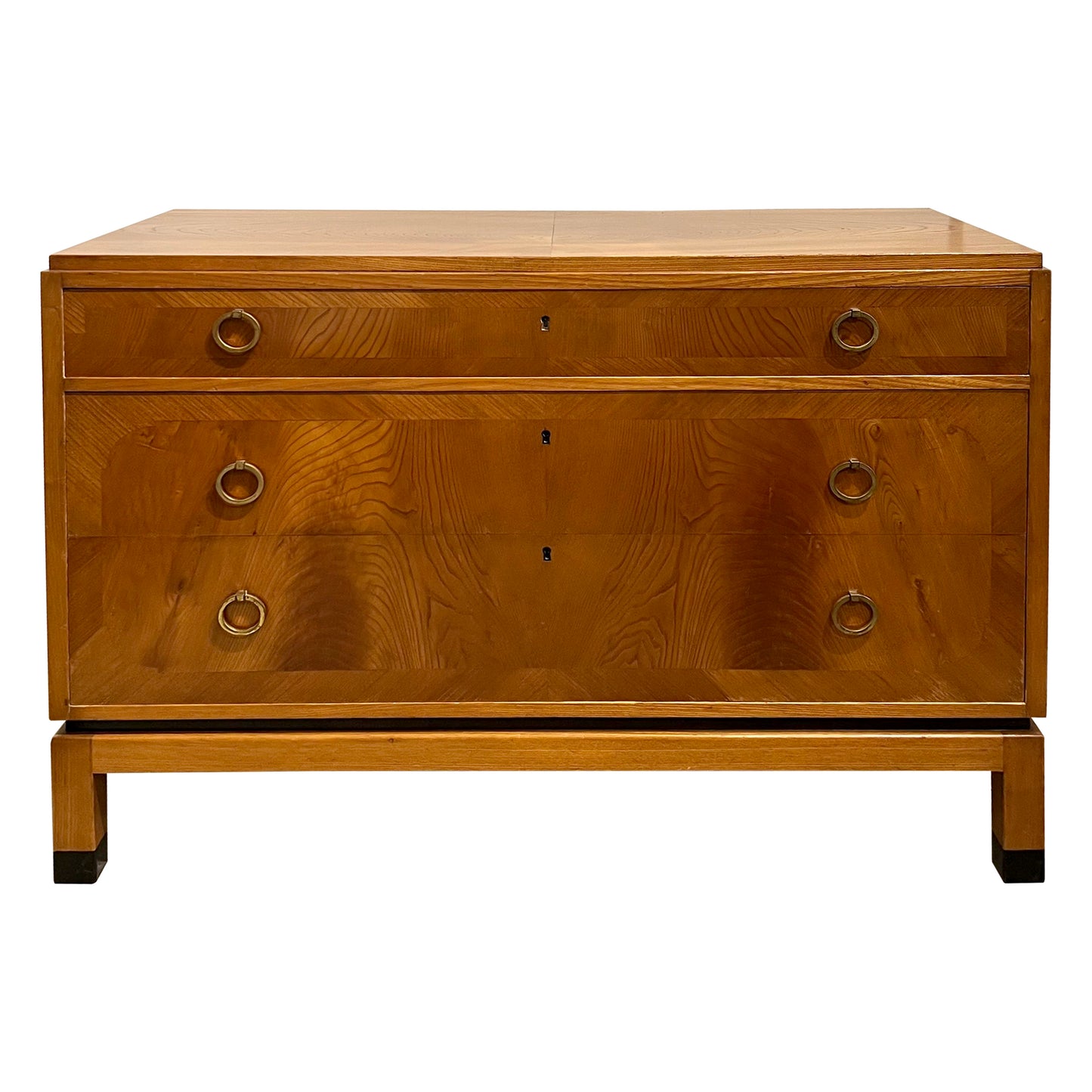 Vintage Swedish Flame Birch Chest of Drawers, 1940s