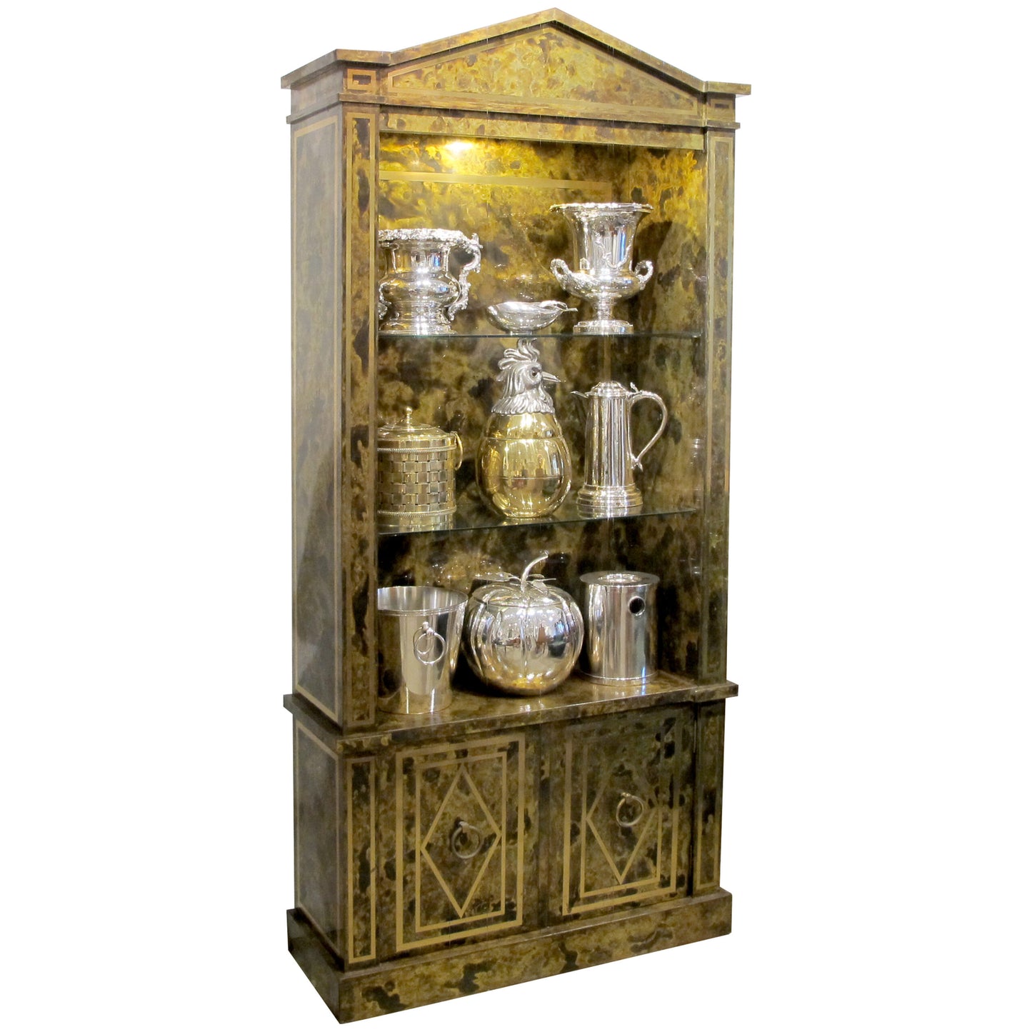 1970s Spanish Neo-Classical Style Brass Display Cabinet – Vitrine