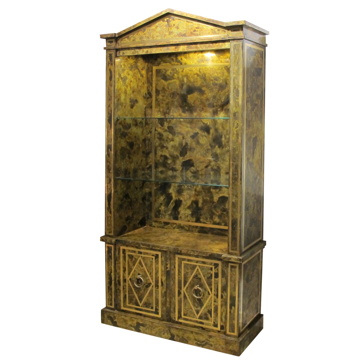 1970s Spanish Neo-Classical Style Brass Display Cabinet – Vitrine