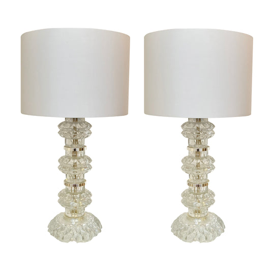 Pair of Sculptural Swedish Glass Table Lamps, 1970s