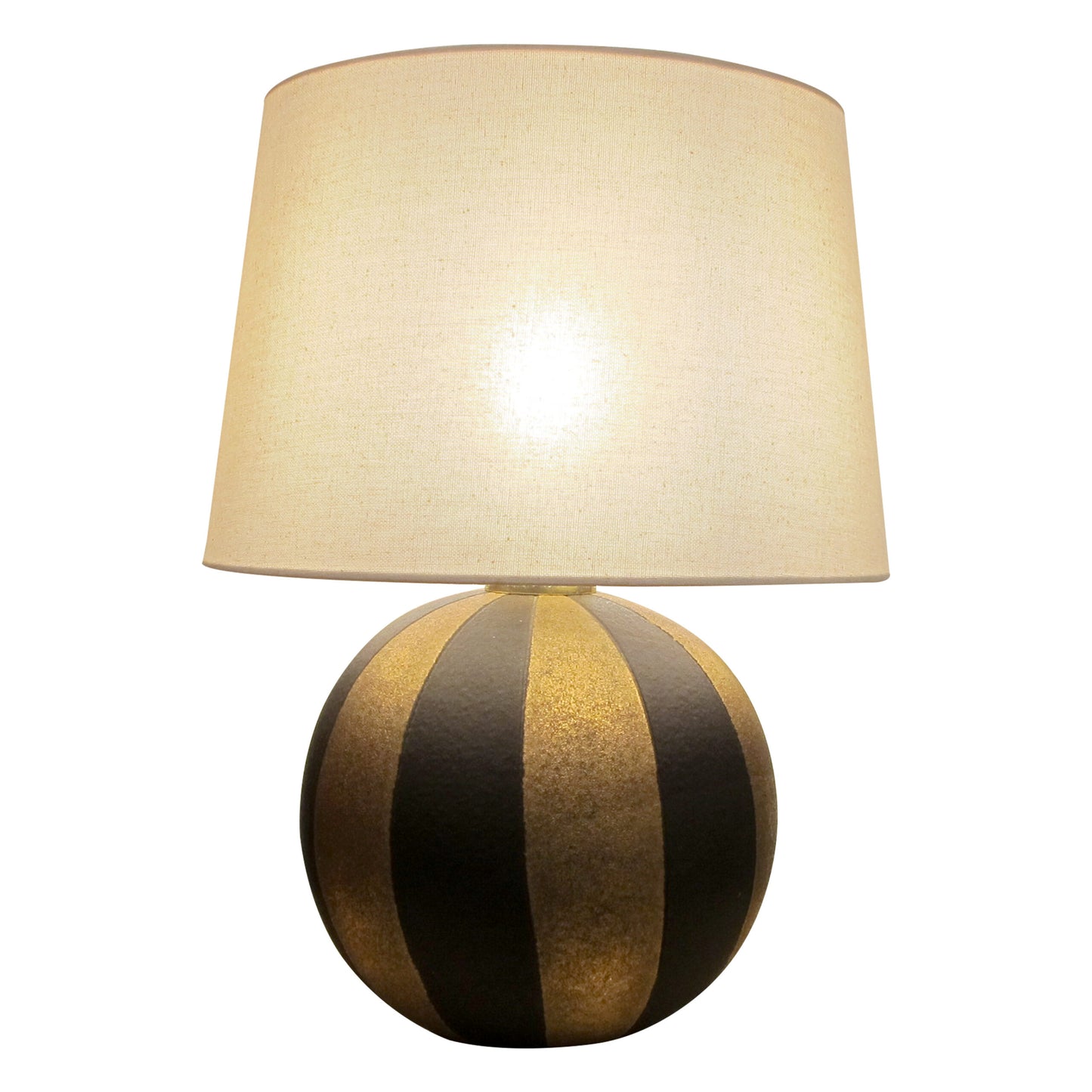 1950s Pair of Spherical Black and Gold Ceramic Table lamps, Italian