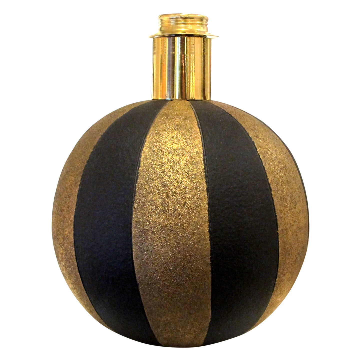 1950s Pair of Spherical Black and Gold Ceramic Table lamps, Italian