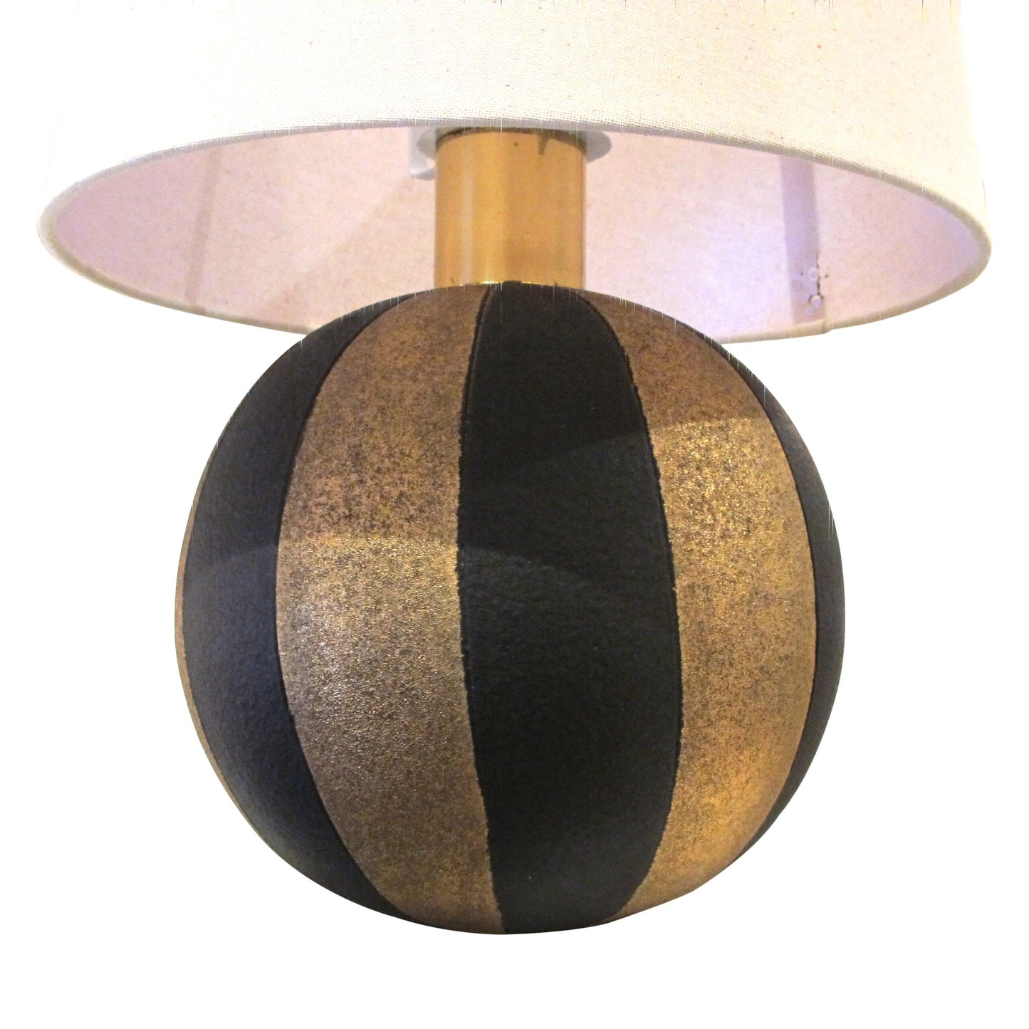 1950s Pair of Spherical Black and Gold Ceramic Table lamps, Italian