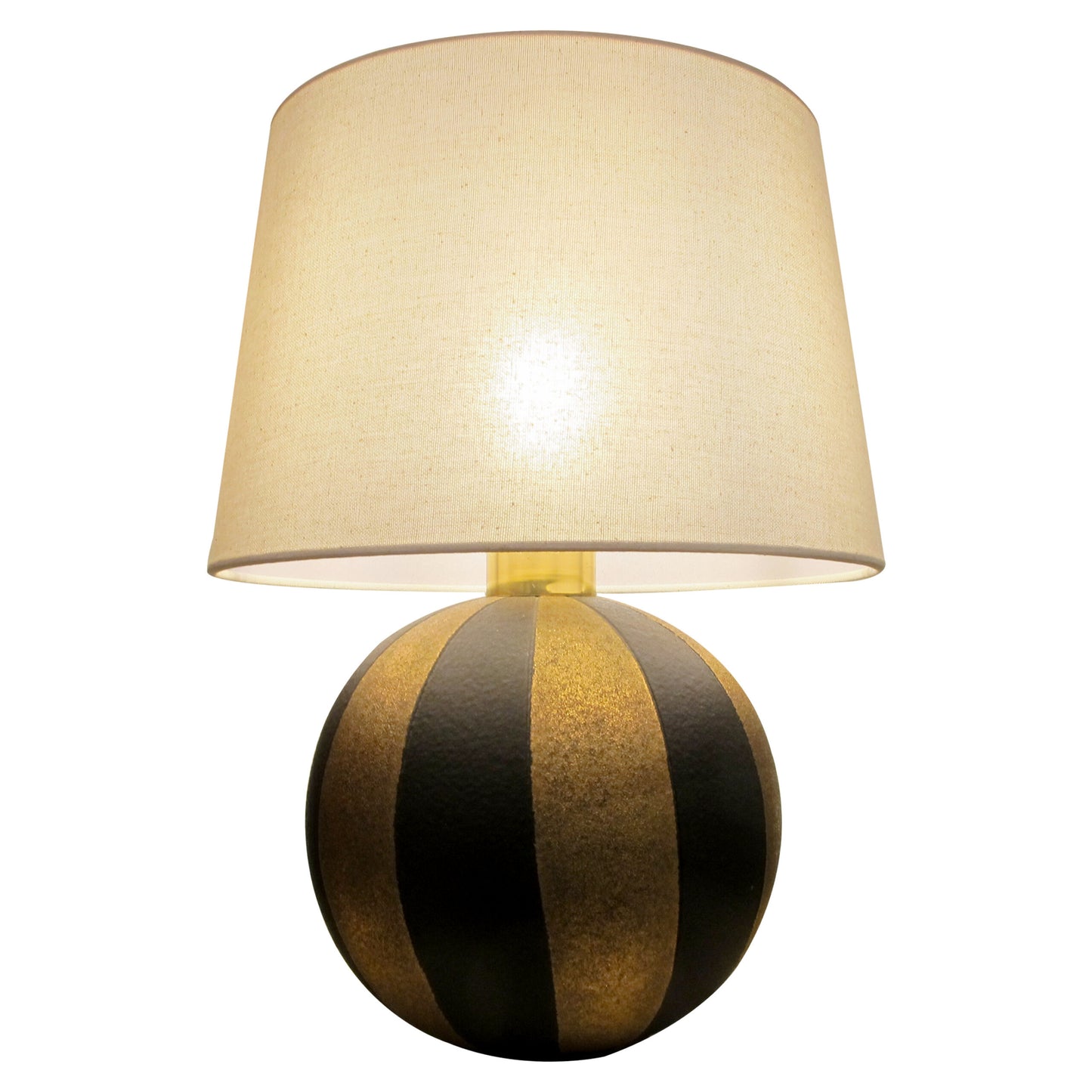 1950s Pair of Spherical Black and Gold Ceramic Table lamps, Italian