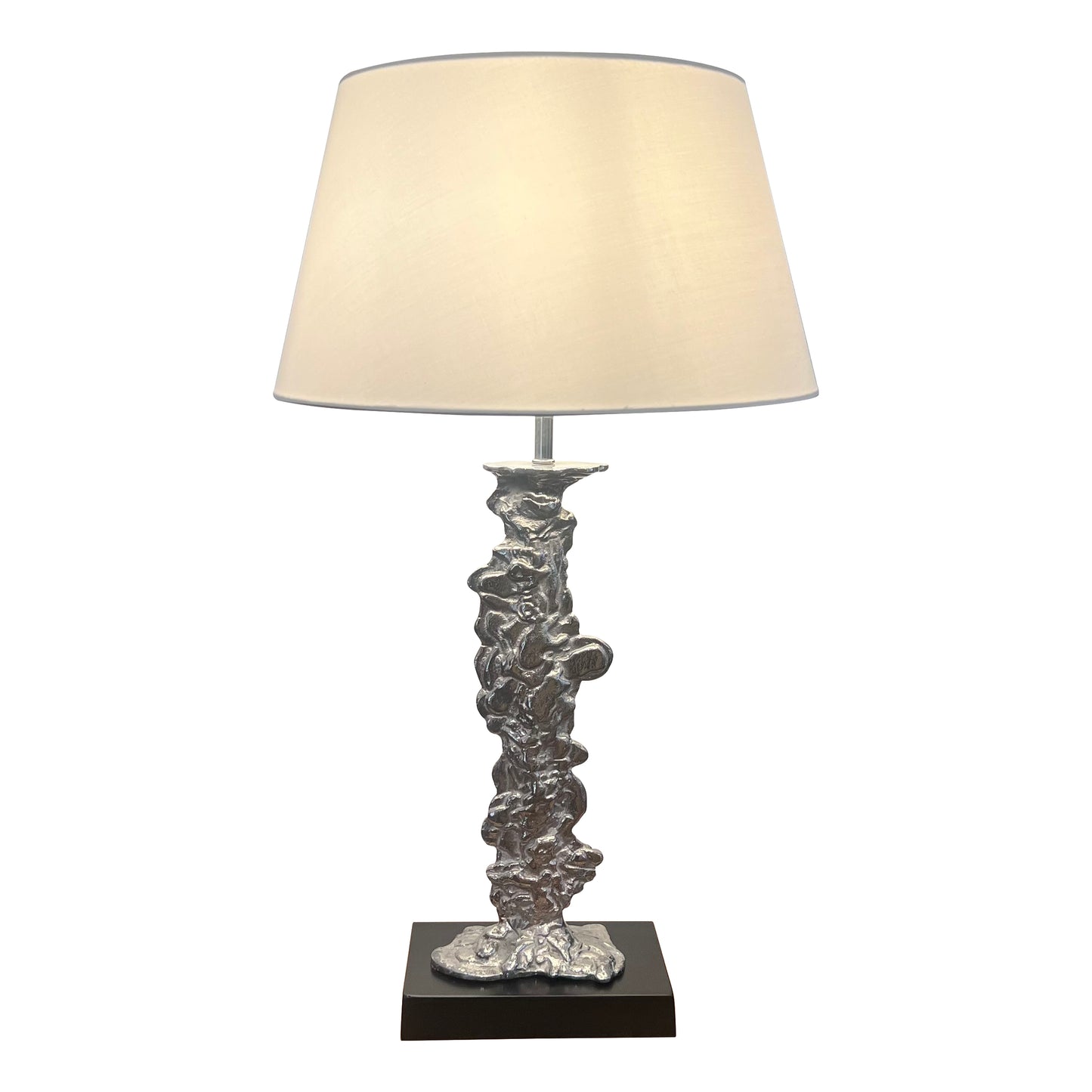 Pair of Silver-Plated Sculptural Table Lamps, Circa 1950s