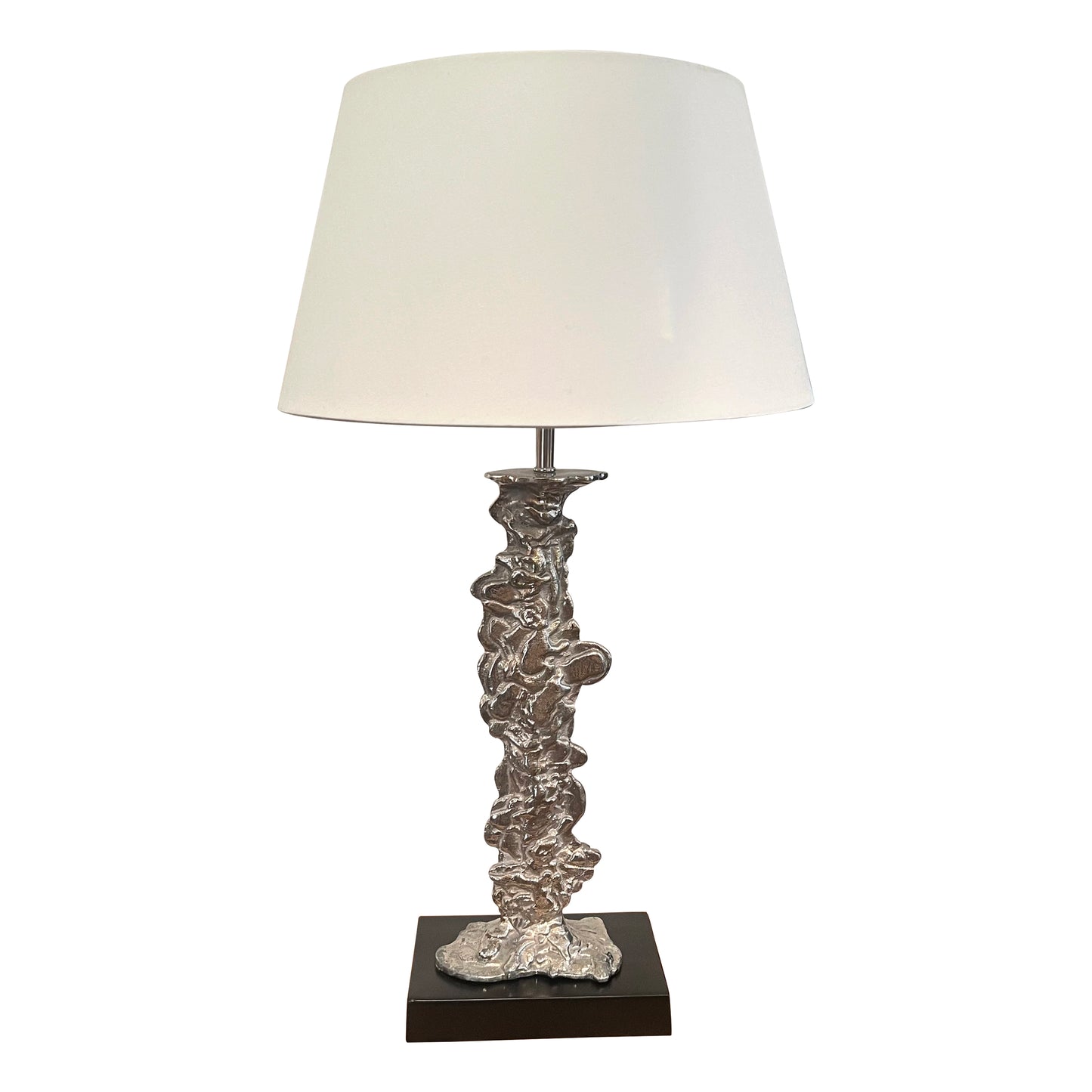 Pair of Silver-Plated Sculptural Table Lamps, Circa 1950s