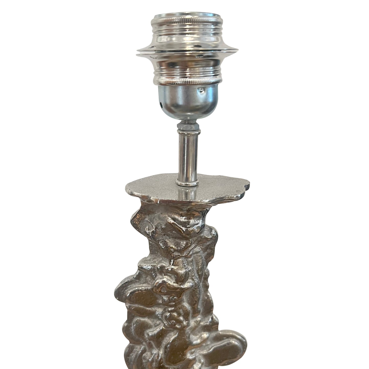 Pair of Silver-Plated Sculptural Table Lamps, Circa 1950s