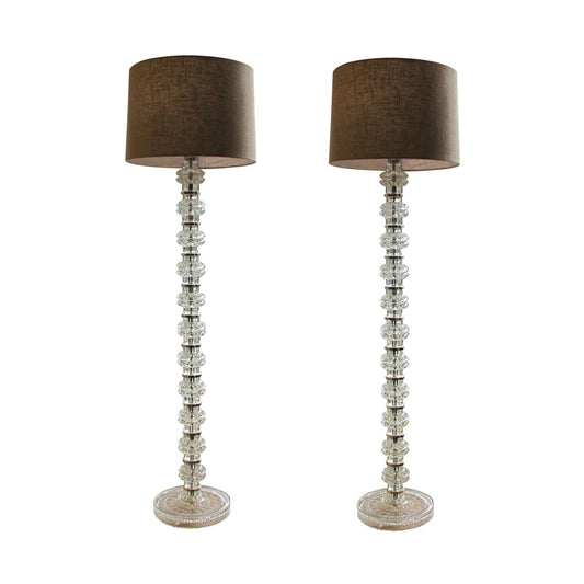 Pair of 1970's glass Swedish floor lamps