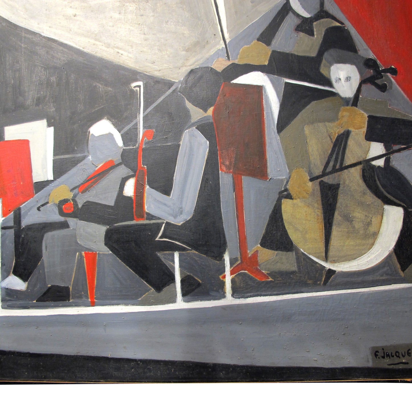 1950 Very large Oil on Canvas “L’Orchestre” by Francois Jacquemin, French