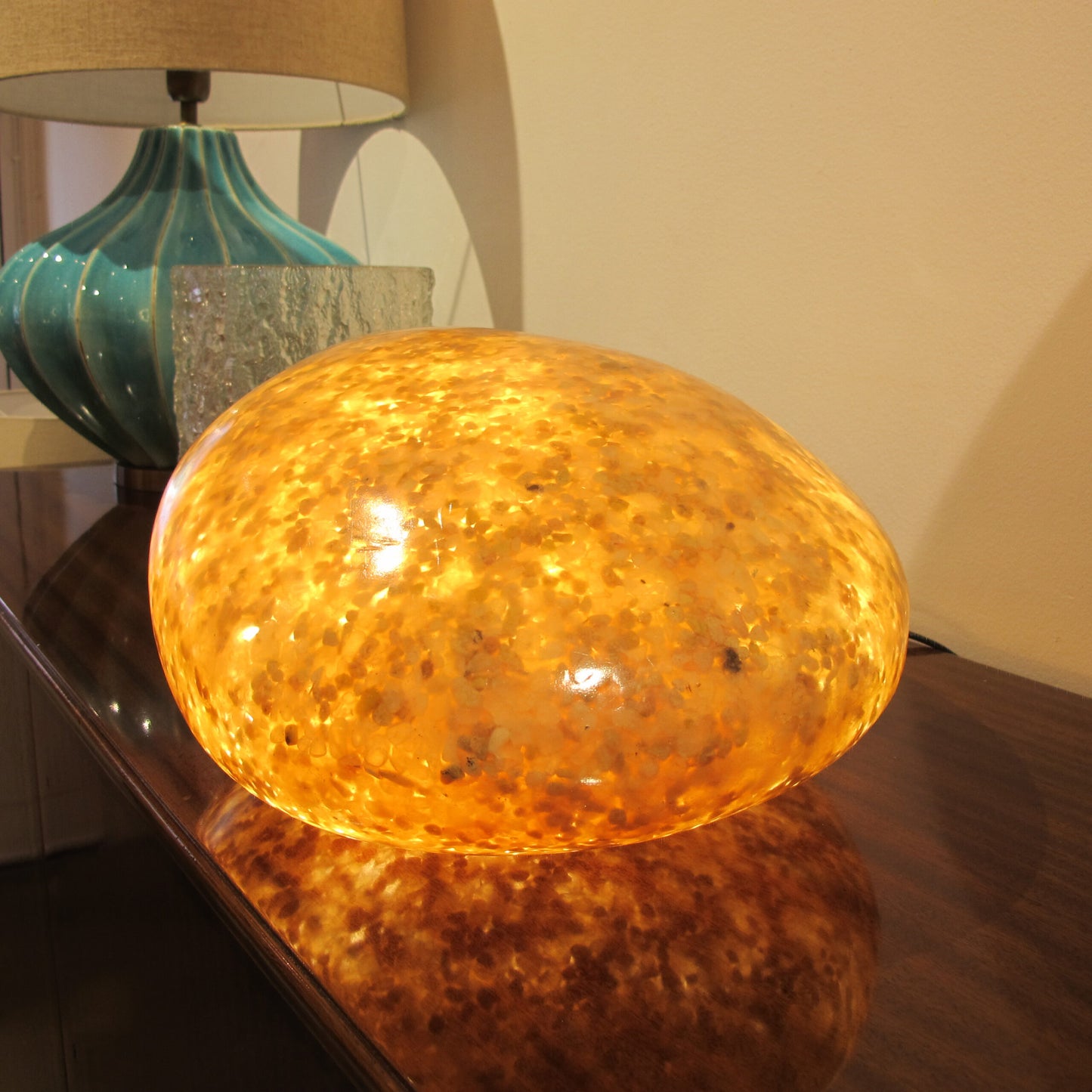 1970s Oversized Resin and Gravel Pebble/Rock Table Lamps, French