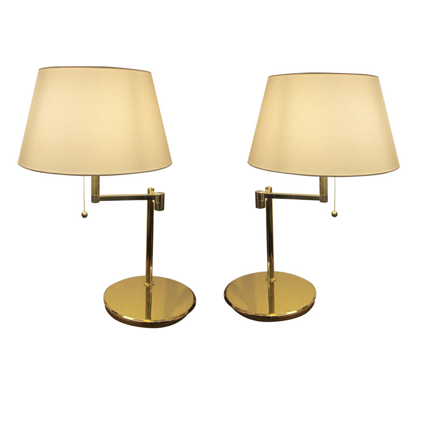 1970s Pair of Large Brass Bracket Table Lamps, Swedish, 1970s