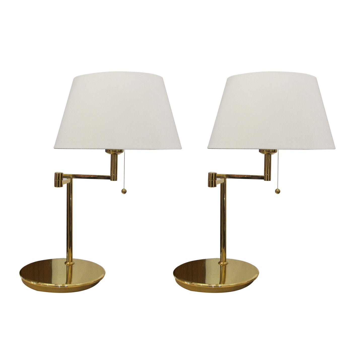 1970s Pair of Large Brass Bracket Table Lamps, Swedish, 1970s