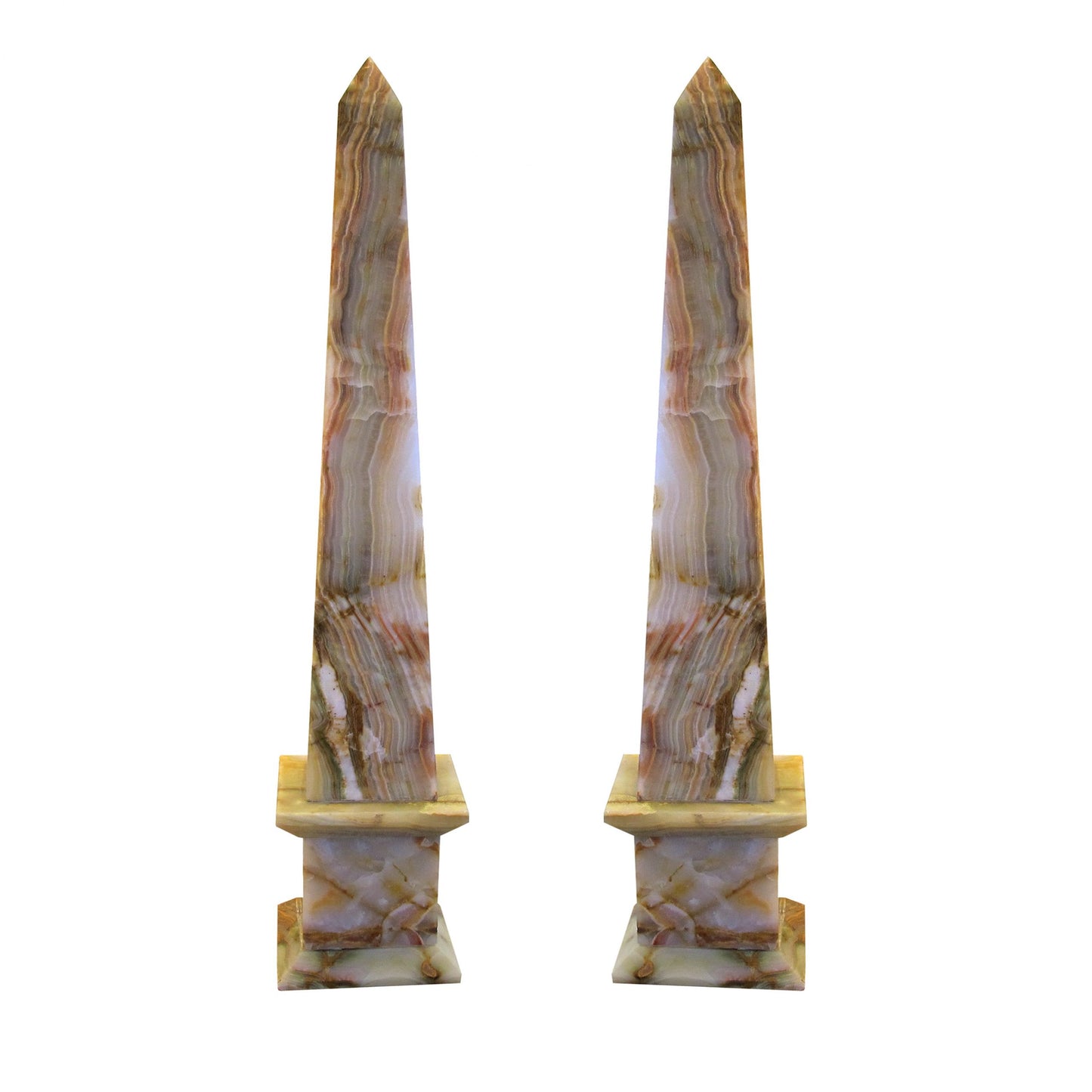 A pair of mid century onyx obelisks