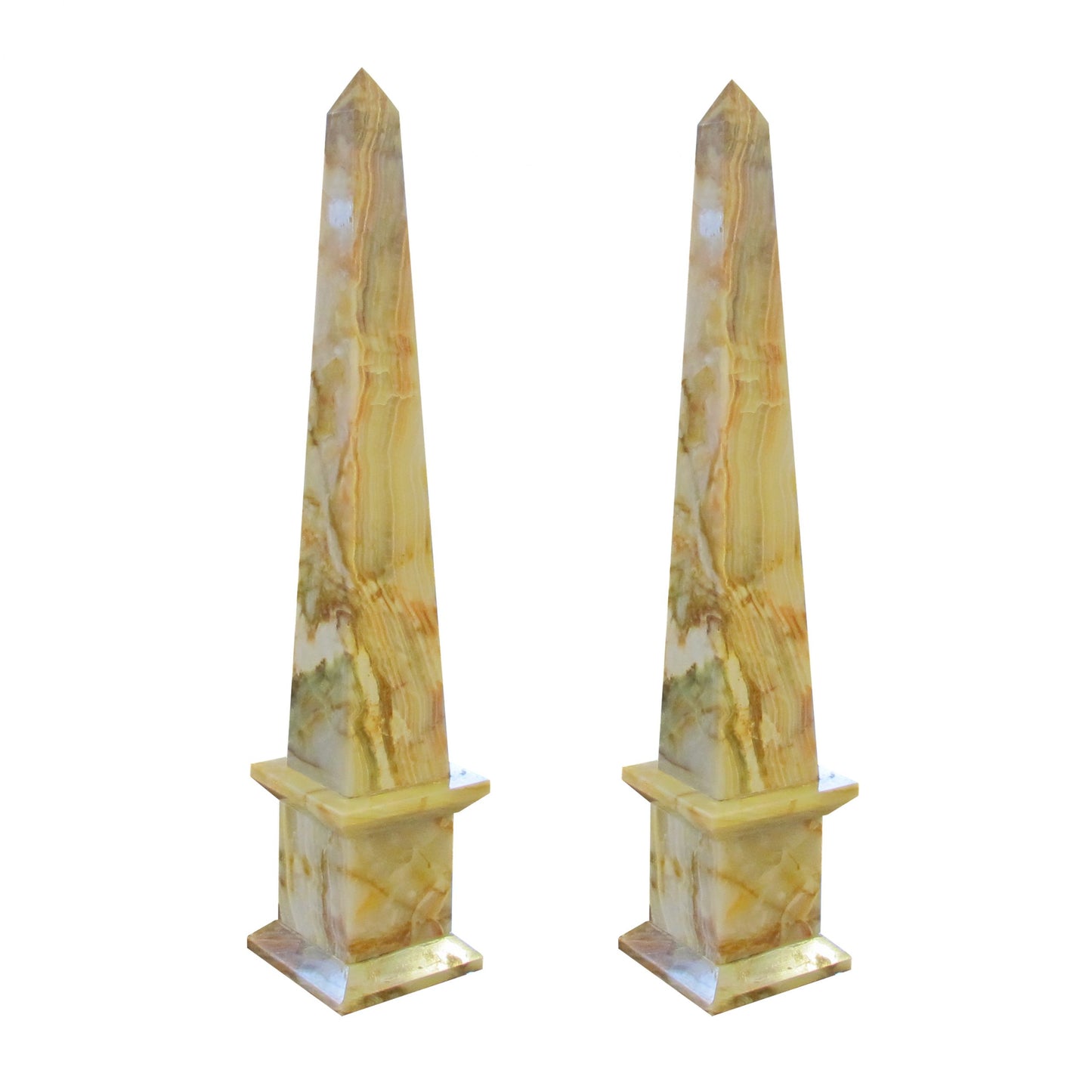 A pair of mid century onyx obelisks