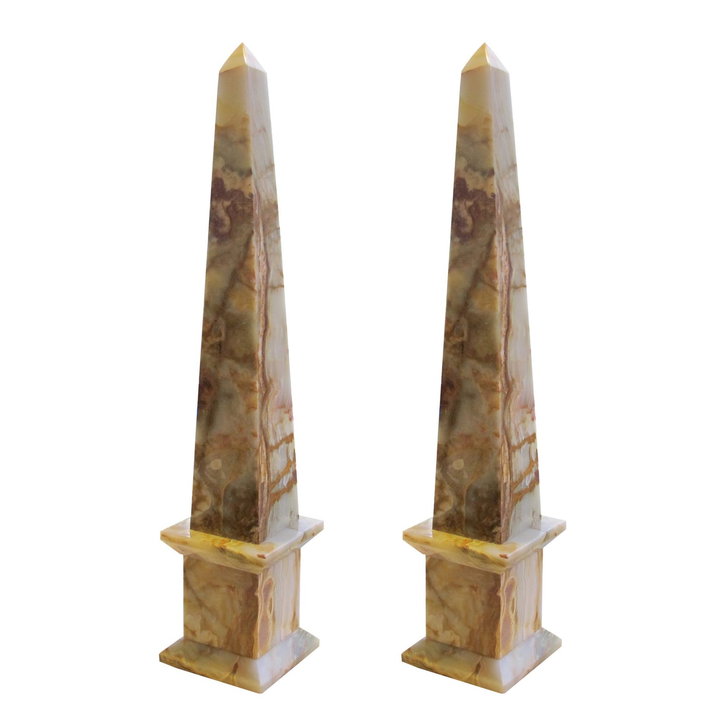 A pair of mid century onyx obelisks