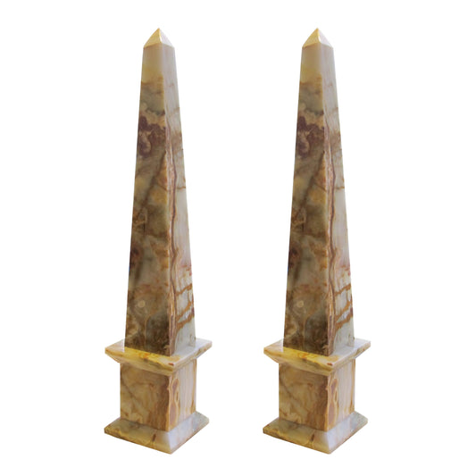 A pair of mid century onyx obelisks