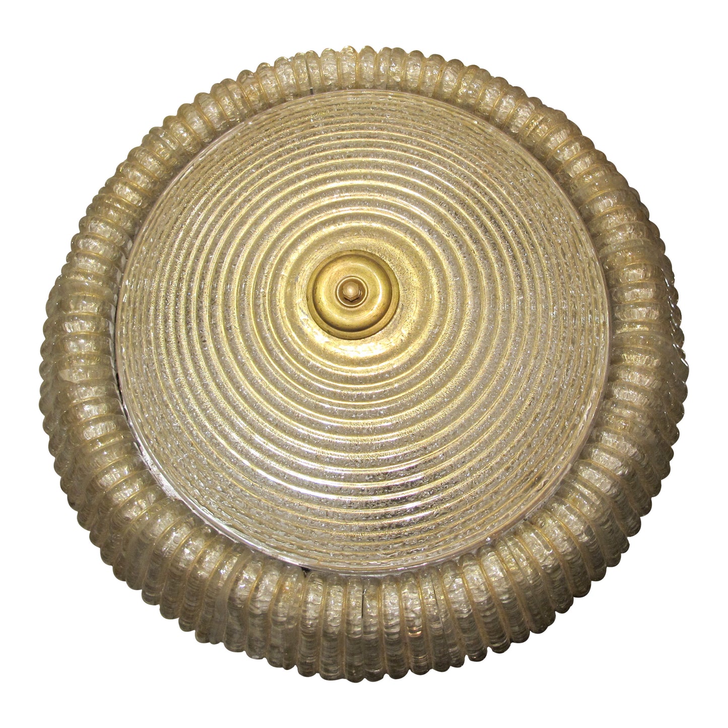 Mid-Century Round Glass Ceiling Light By Seguso Vetri D’Arte, Italian