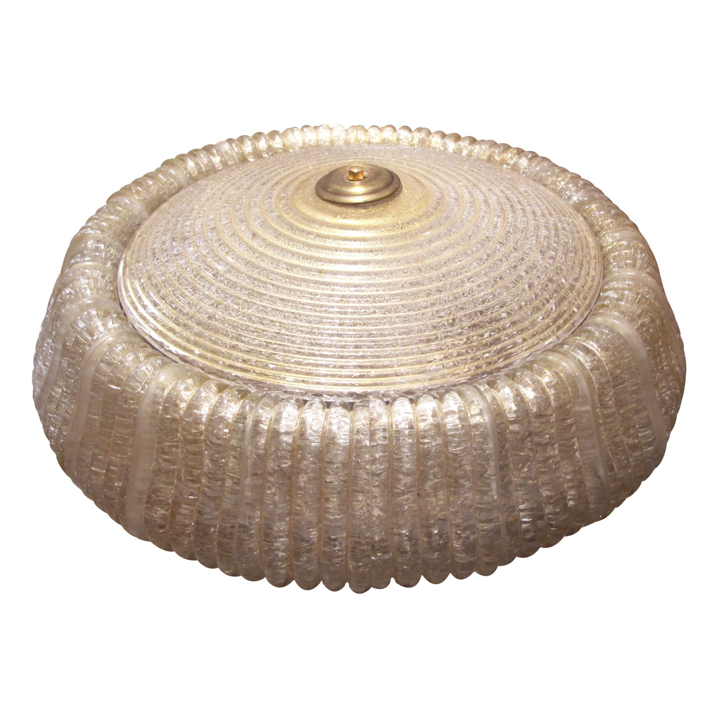 Mid-Century Round Glass Ceiling Light By Seguso Vetri D’Arte, Italian