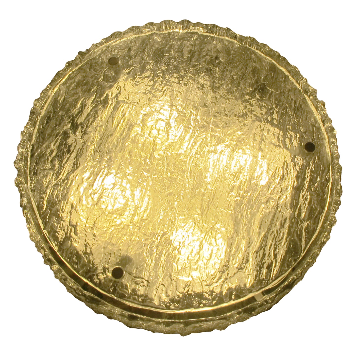 1960s Large German Kaiser Leuchten textured, iced-glass, flush mount ceiling light