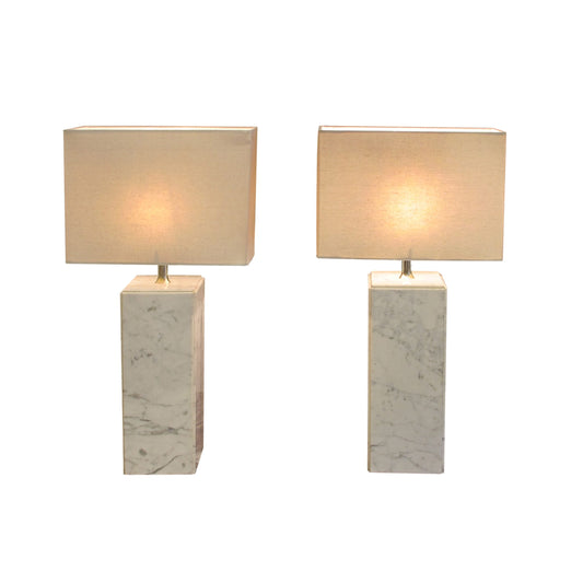 Mid century white marble table lamps